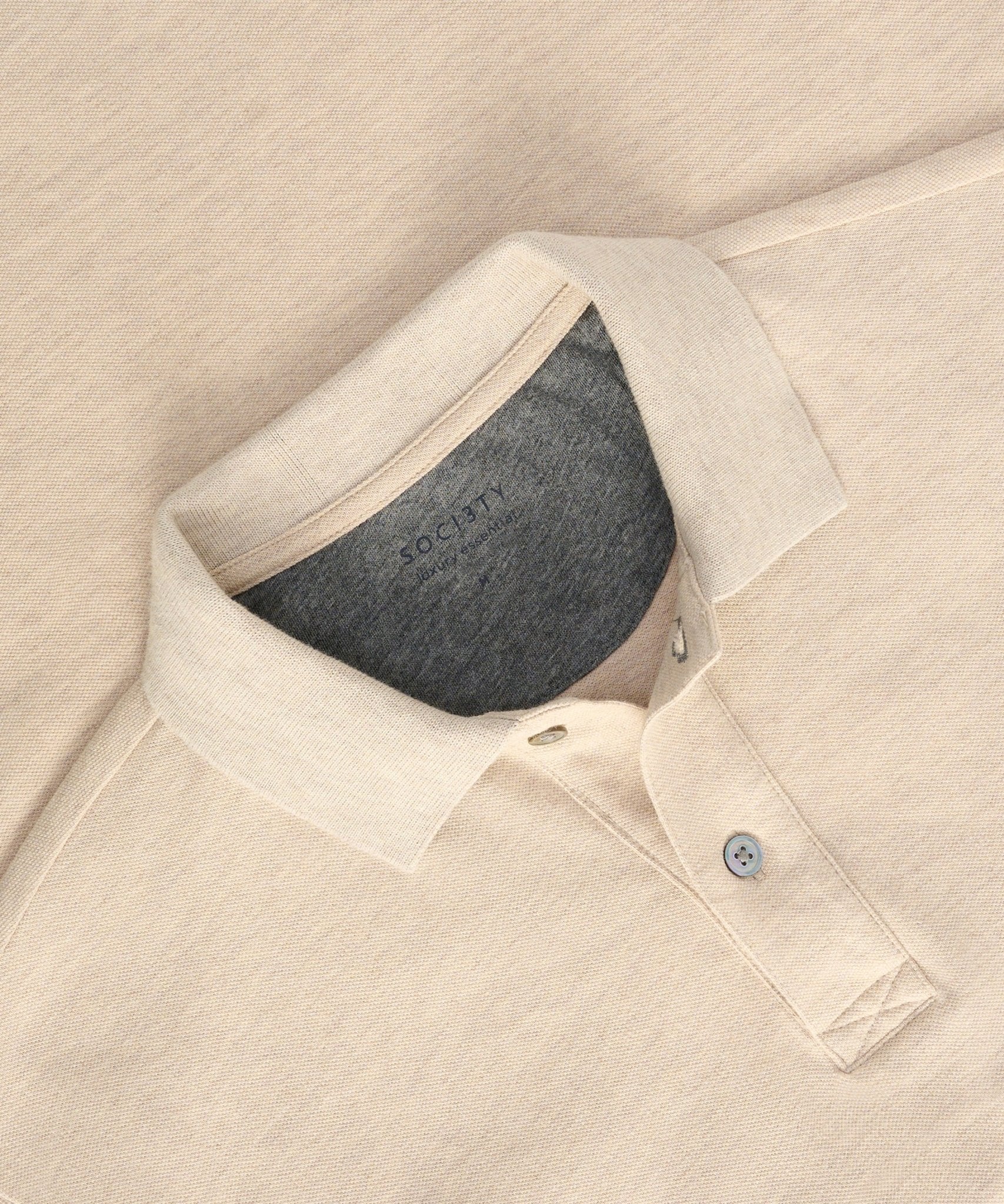 SOCI3TY Polo katoen piqué stretch beige melange - THE SOCIETY SHOP