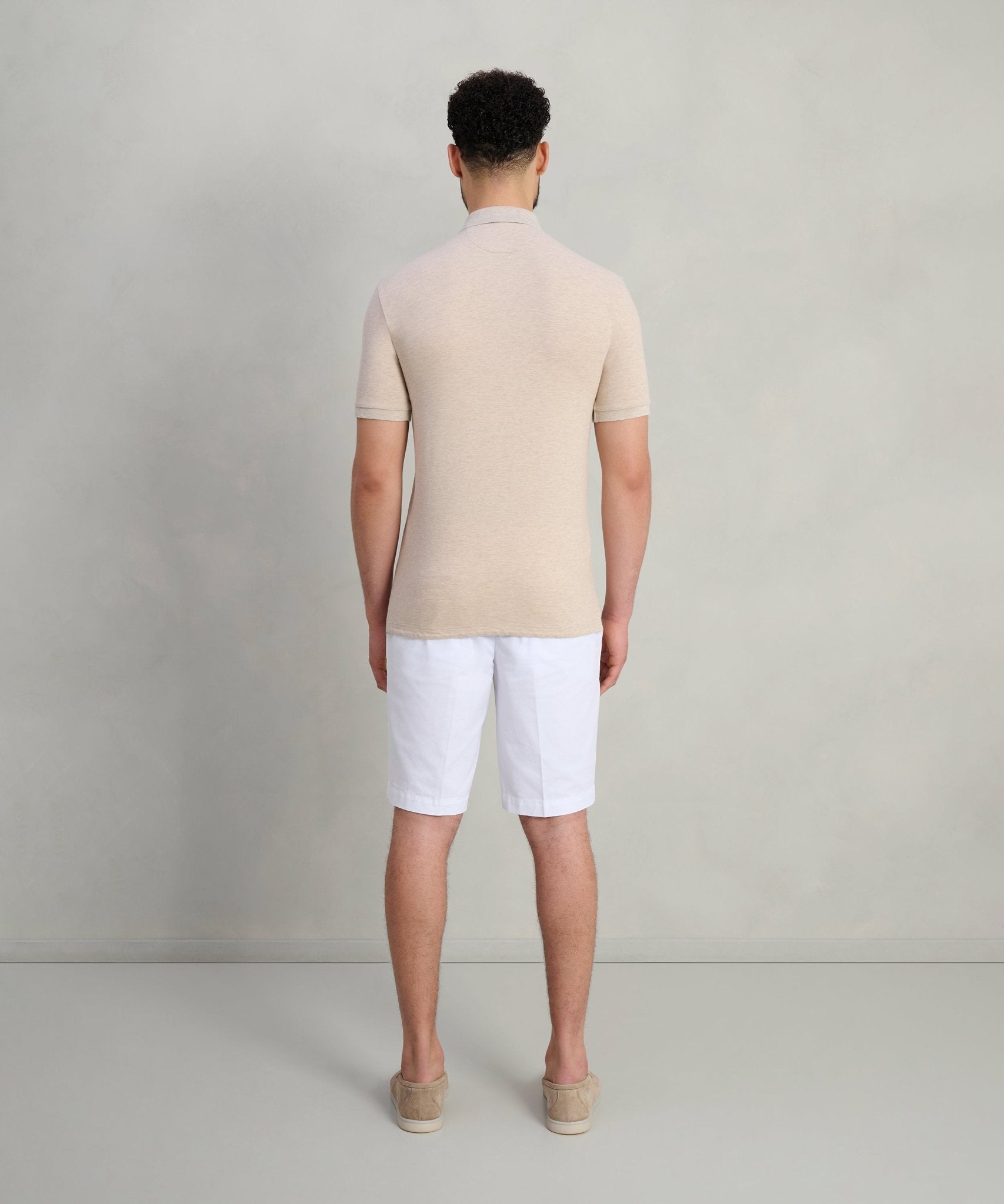 SOCI3TY Polo katoen piqué stretch beige melange - THE SOCIETY SHOP