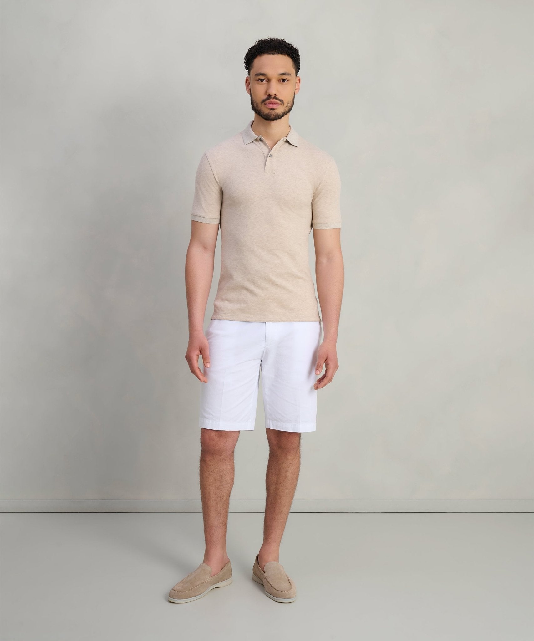 SOCI3TY Polo katoen piqué stretch beige melange - THE SOCIETY SHOP