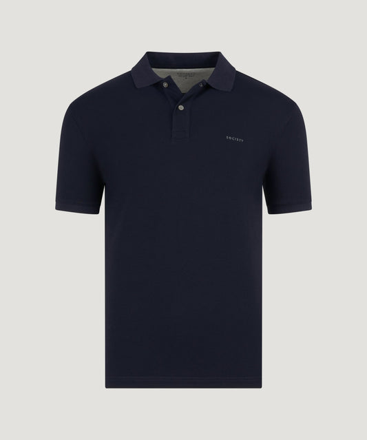 SOCI3TY Polo katoen piqué stretch donkerblauw - THE SOCIETY SHOP