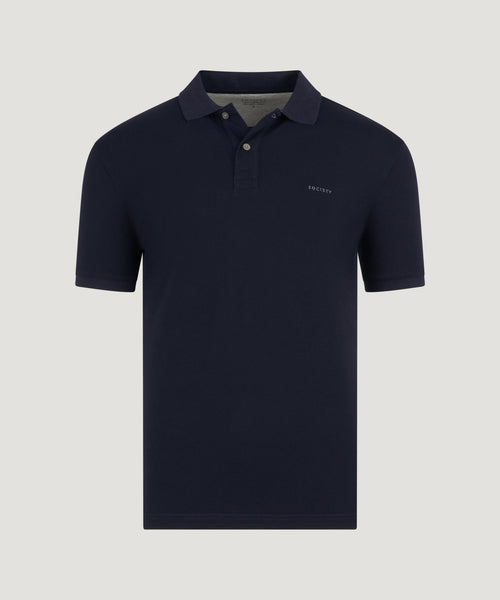 Polo katoen piqué stretch donkerblauw