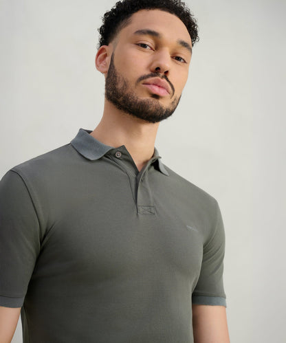 SOCI3TY Polo katoen piqué stretch donkergroen - THE SOCIETY SHOP