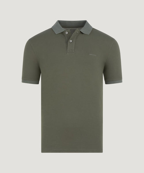 Polo katoen piqué stretch donkergroen
