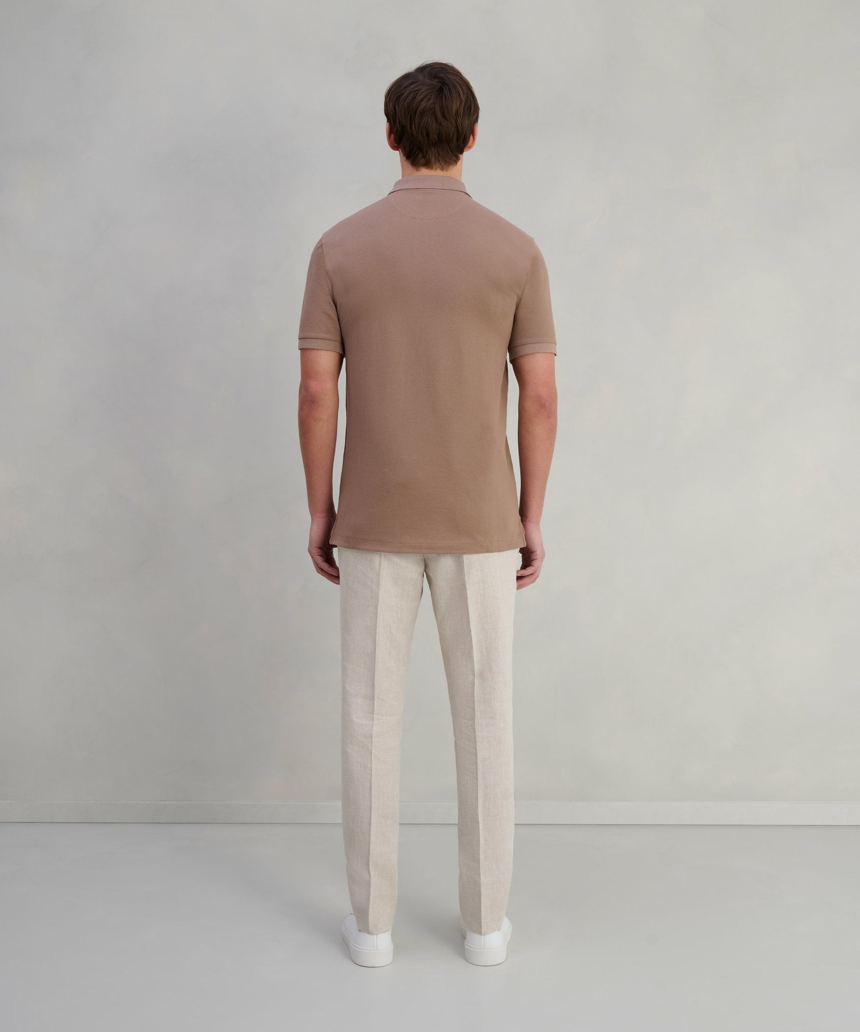 SOCI3TY Polo katoen piqué stretch lichtbruin - THE SOCIETY SHOP