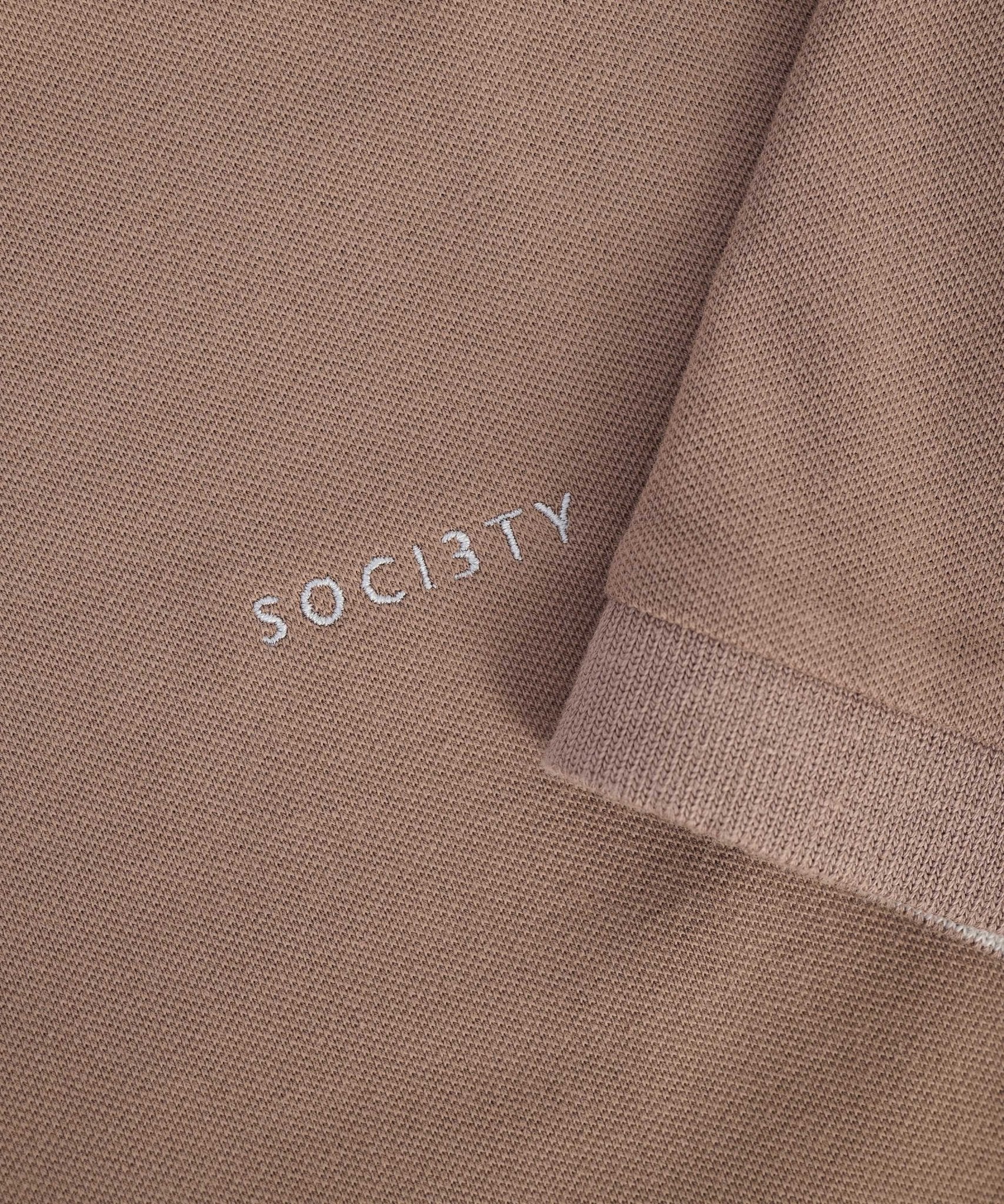 SOCI3TY Polo katoen piqué stretch lichtbruin - THE SOCIETY SHOP