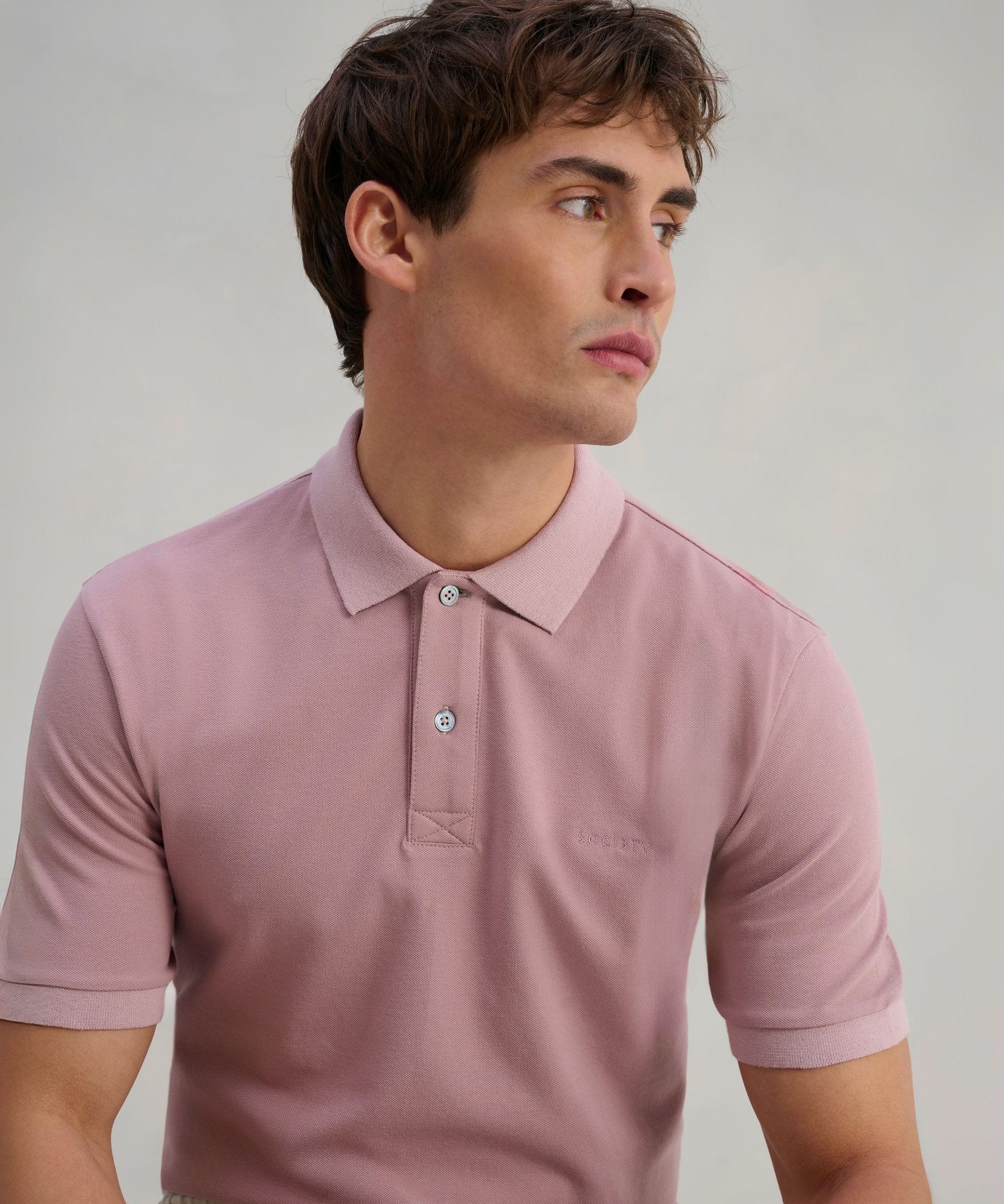 SOCI3TY Polo katoen piqué stretch roze - THE SOCIETY SHOP