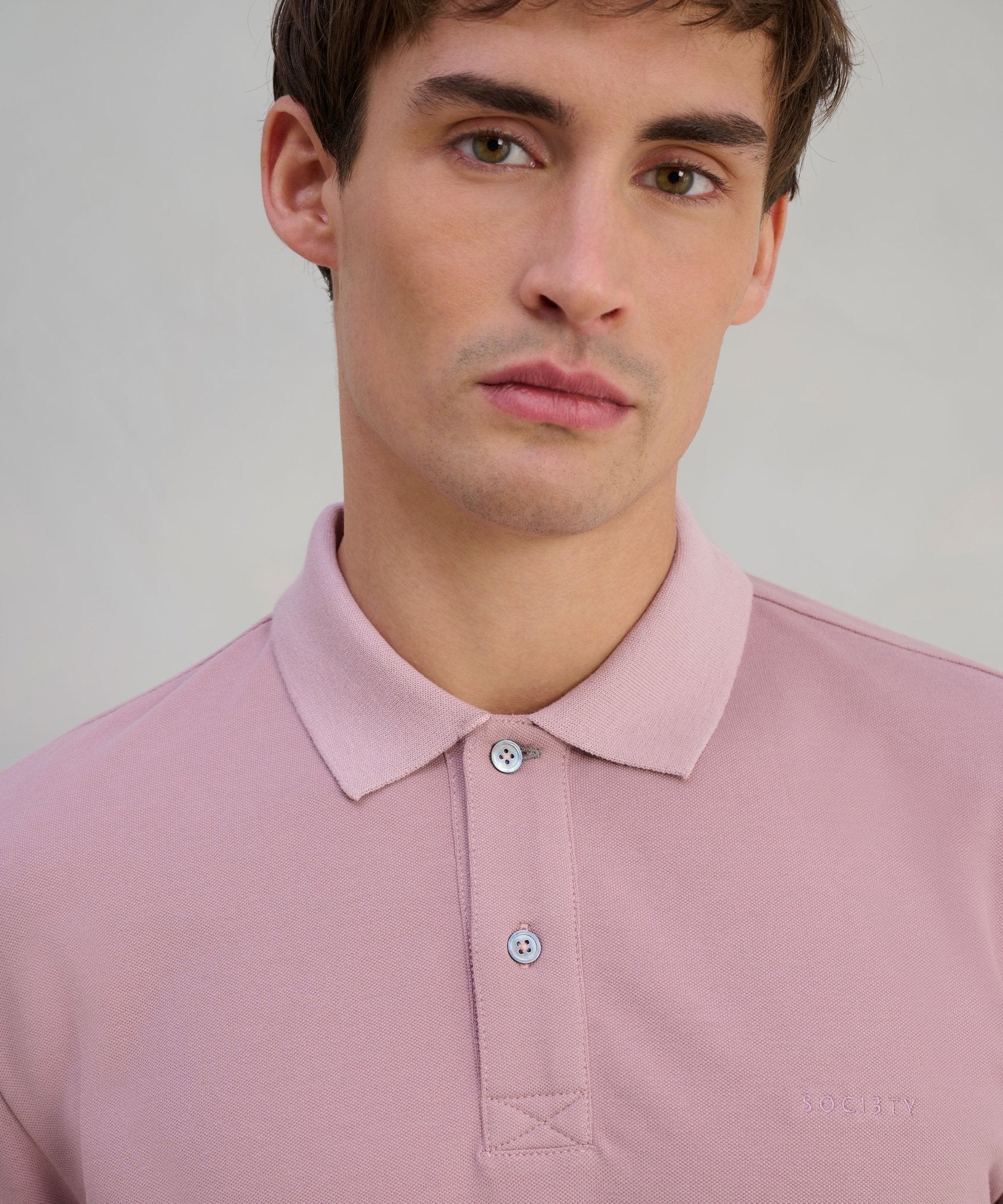 SOCI3TY Polo katoen piqué stretch roze - THE SOCIETY SHOP