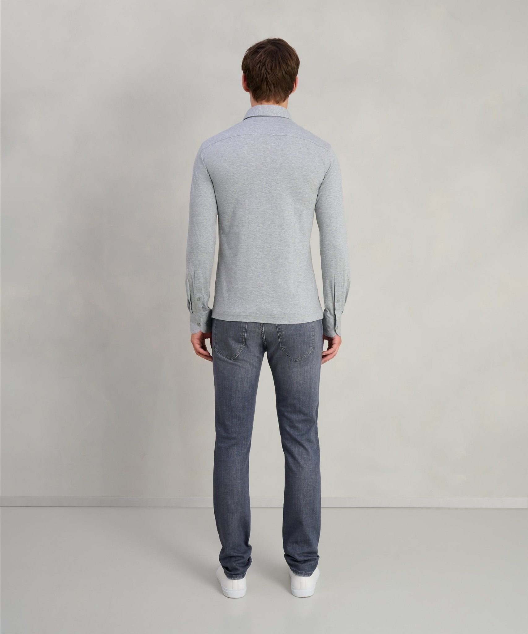 SOCI3TY Polo lange mouw katoen grijs - The Society Shop