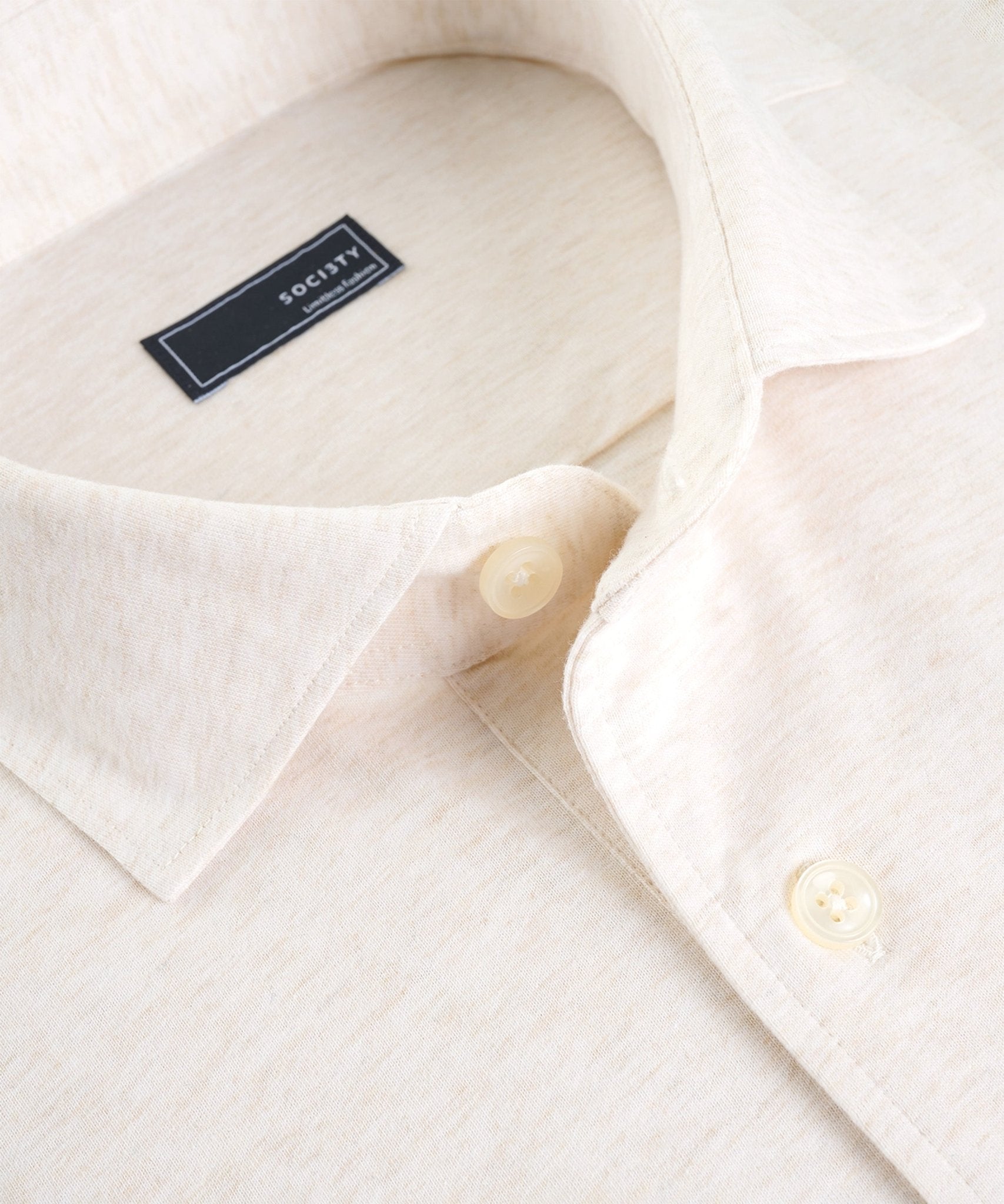 SOCI3TY Polo lange mouw katoen off - white - The Society Shop