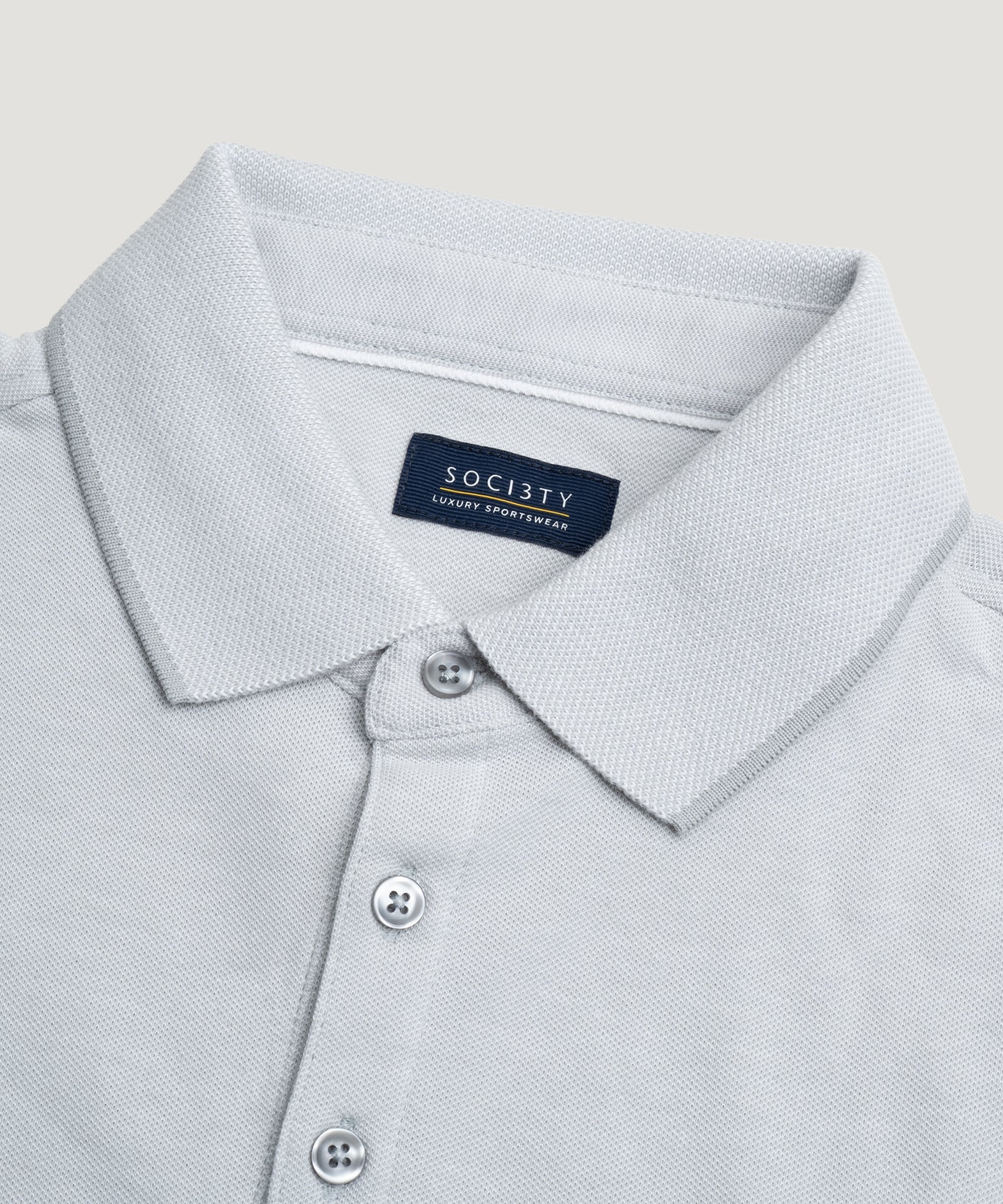 SOCI3TY Luxury Sportswear Polo piqué stretch lichtgrijs - THE SOCIETY SHOP