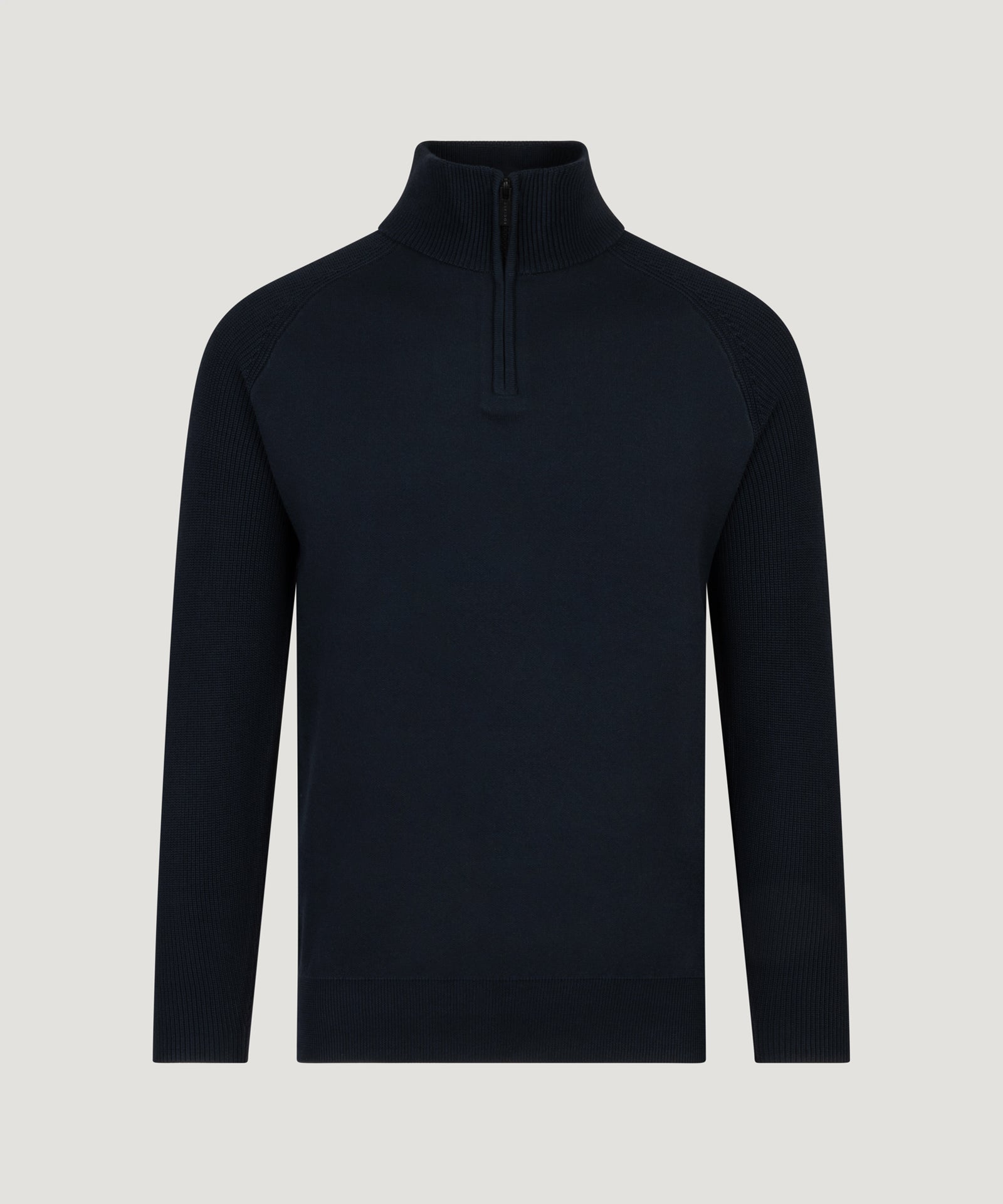 SOCI3TY Limited Fashion Raglan half-zip trui wol donkerblauw - THE SOCIETY SHOP
