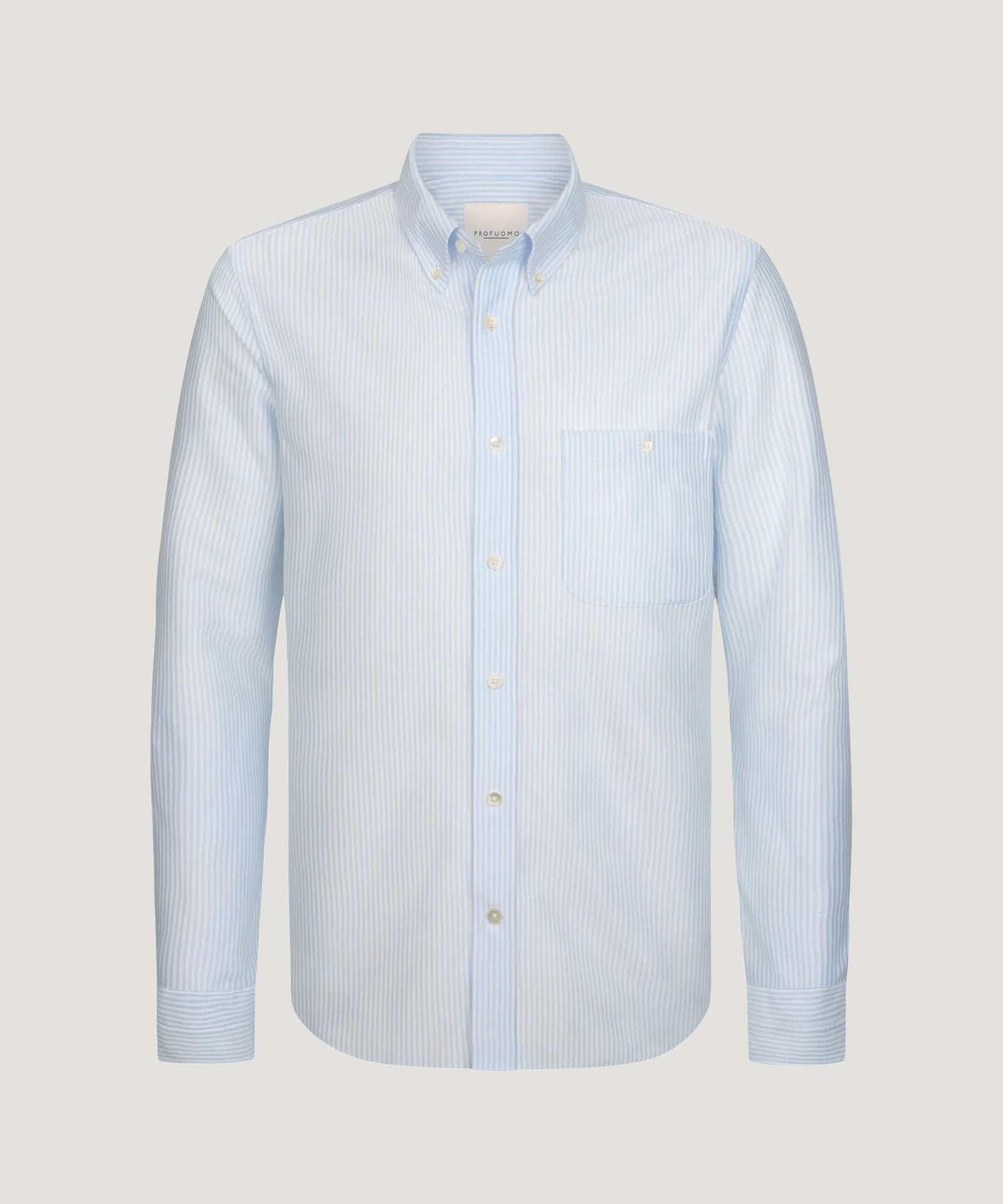 Profuomo Relaxed fit casual shirt Japanese knitted blauw gestreept - THE SOCIETY SHOP