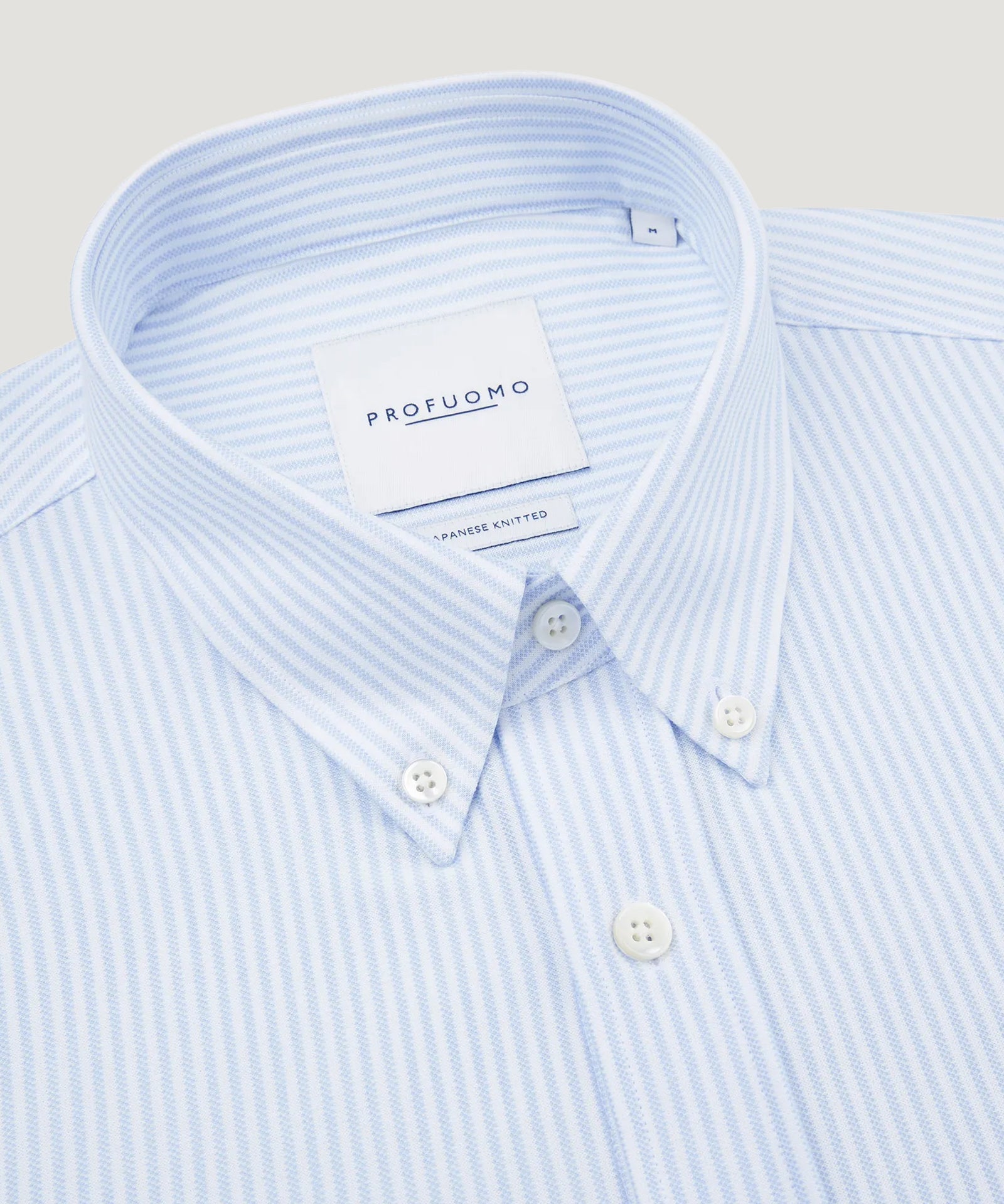 Profuomo Relaxed fit casual shirt Japanese knitted blauw gestreept - THE SOCIETY SHOP