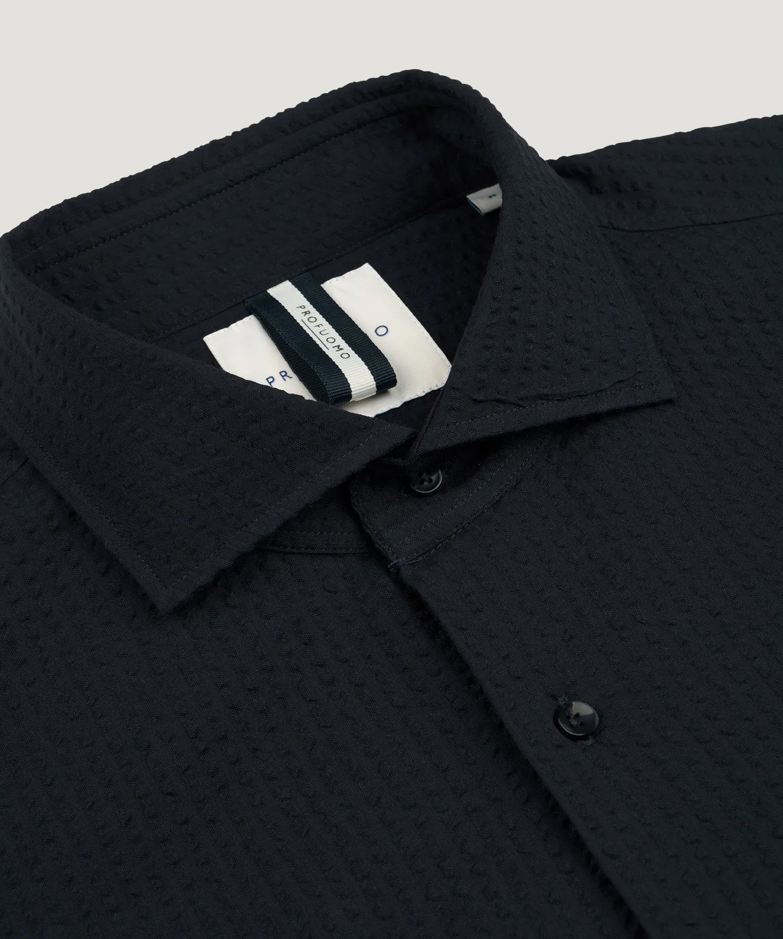 Profuomo Relaxed fit casual shirt katoen seersucker donkerblauw - THE SOCIETY SHOP