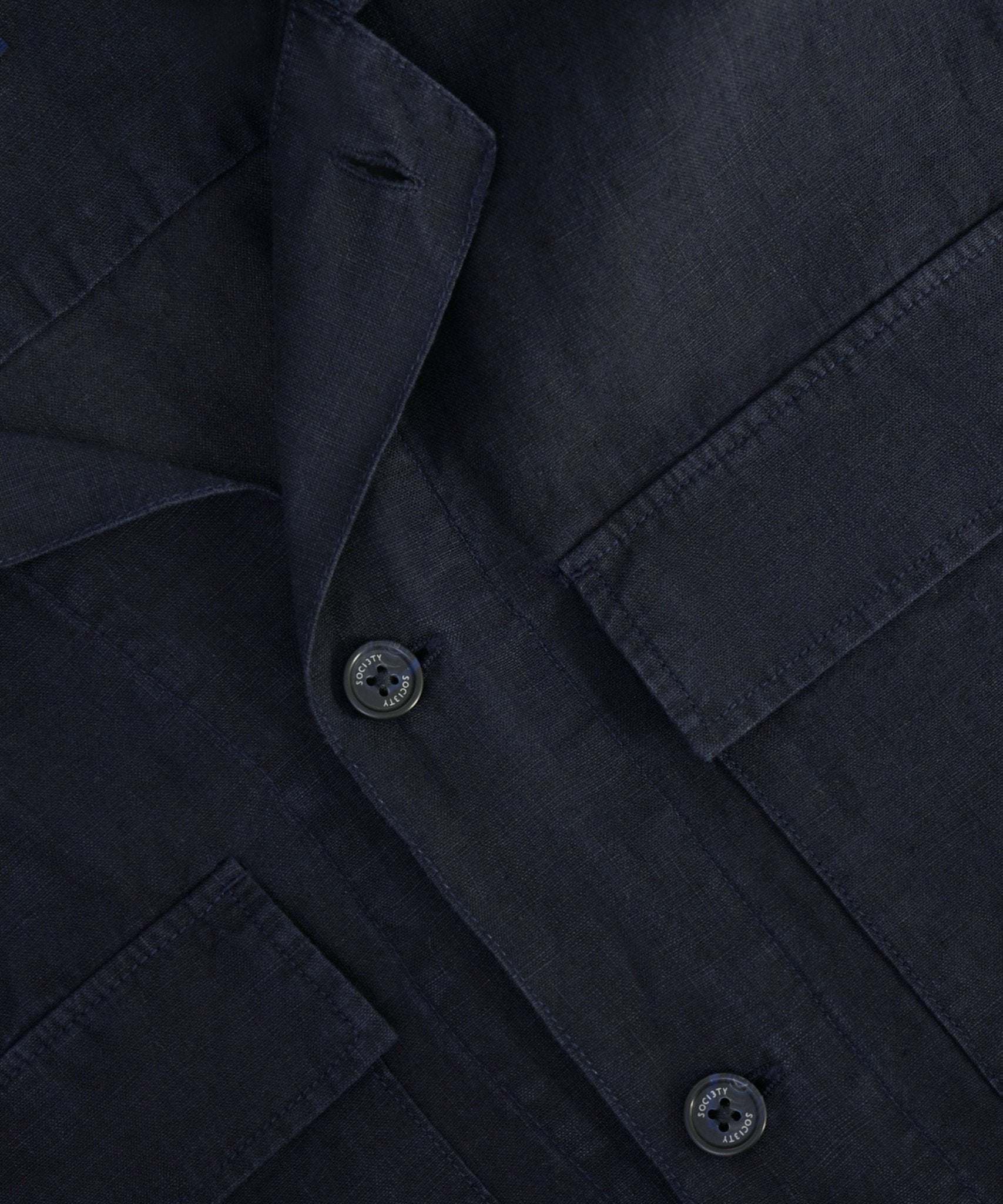 SOCI3TY Resort shirt gewassen linnen donkerblauw - THE SOCIETY SHOP