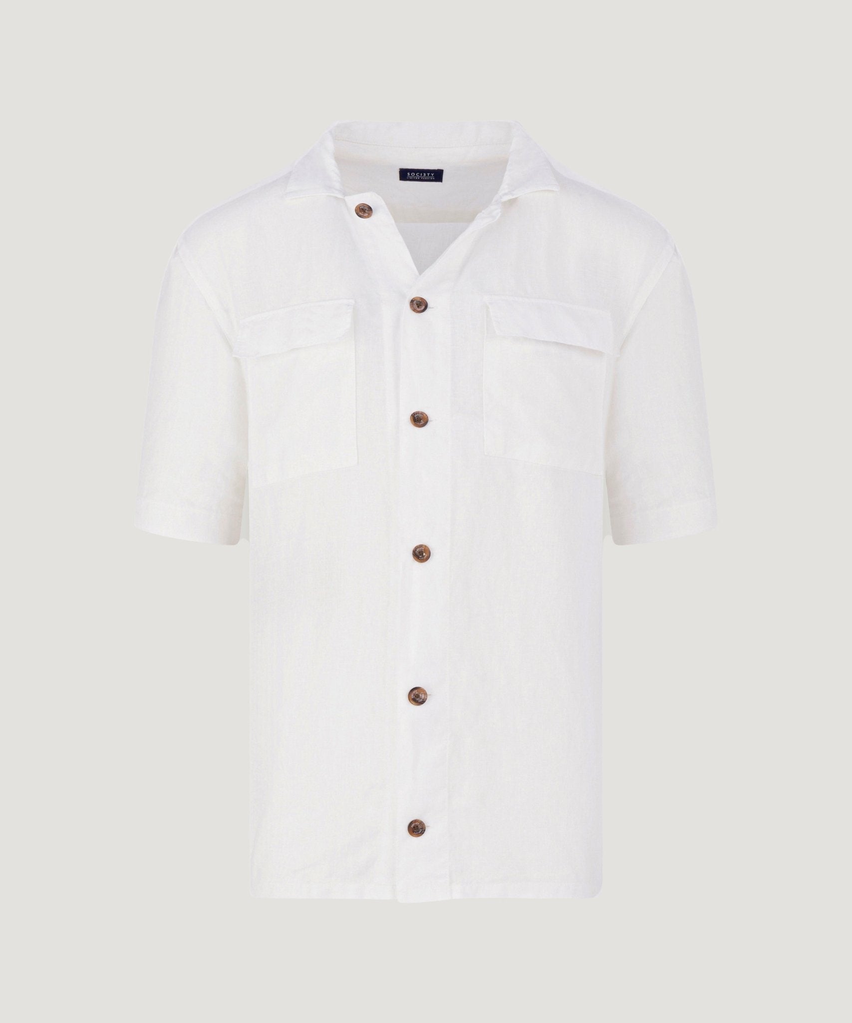 SOCI3TY Resort shirt gewassen linnen off - white - THE SOCIETY SHOP