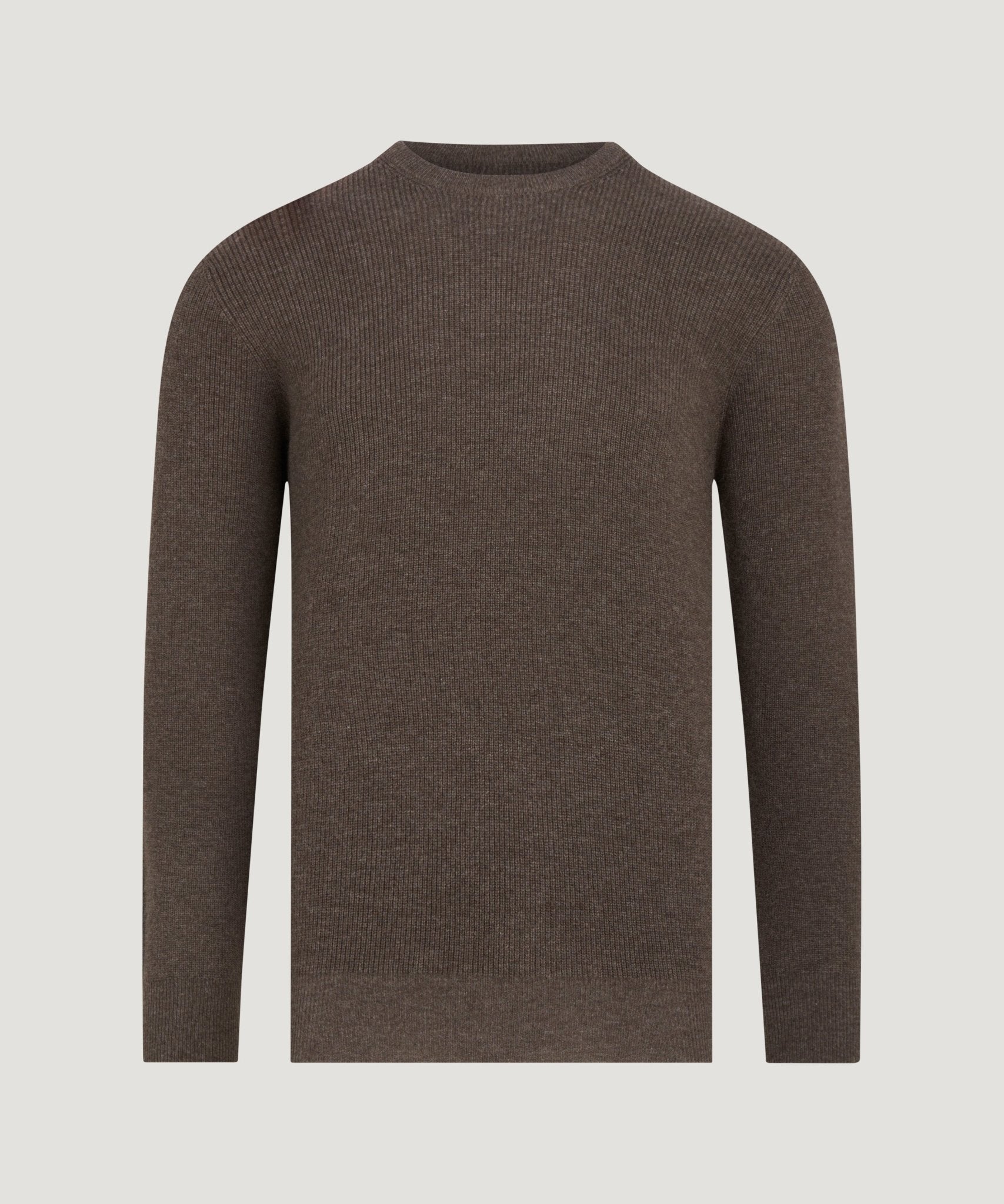 SOCI3TY Rib knit crewneck trui wol/kasjmier bruin - THE SOCIETY SHOP