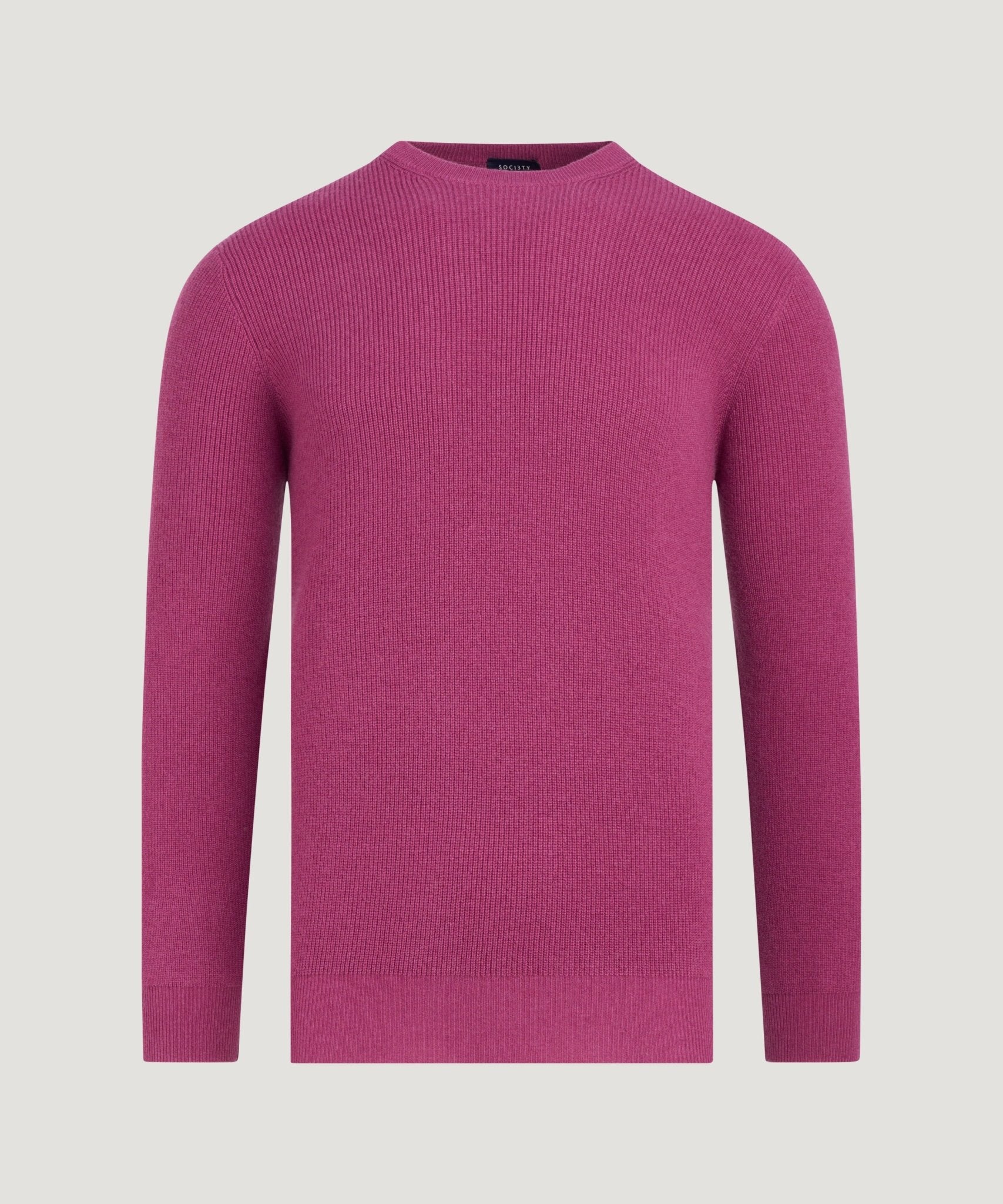 SOCI3TY Rib knit crewneck trui wol/kasjmier magenta - THE SOCIETY SHOP