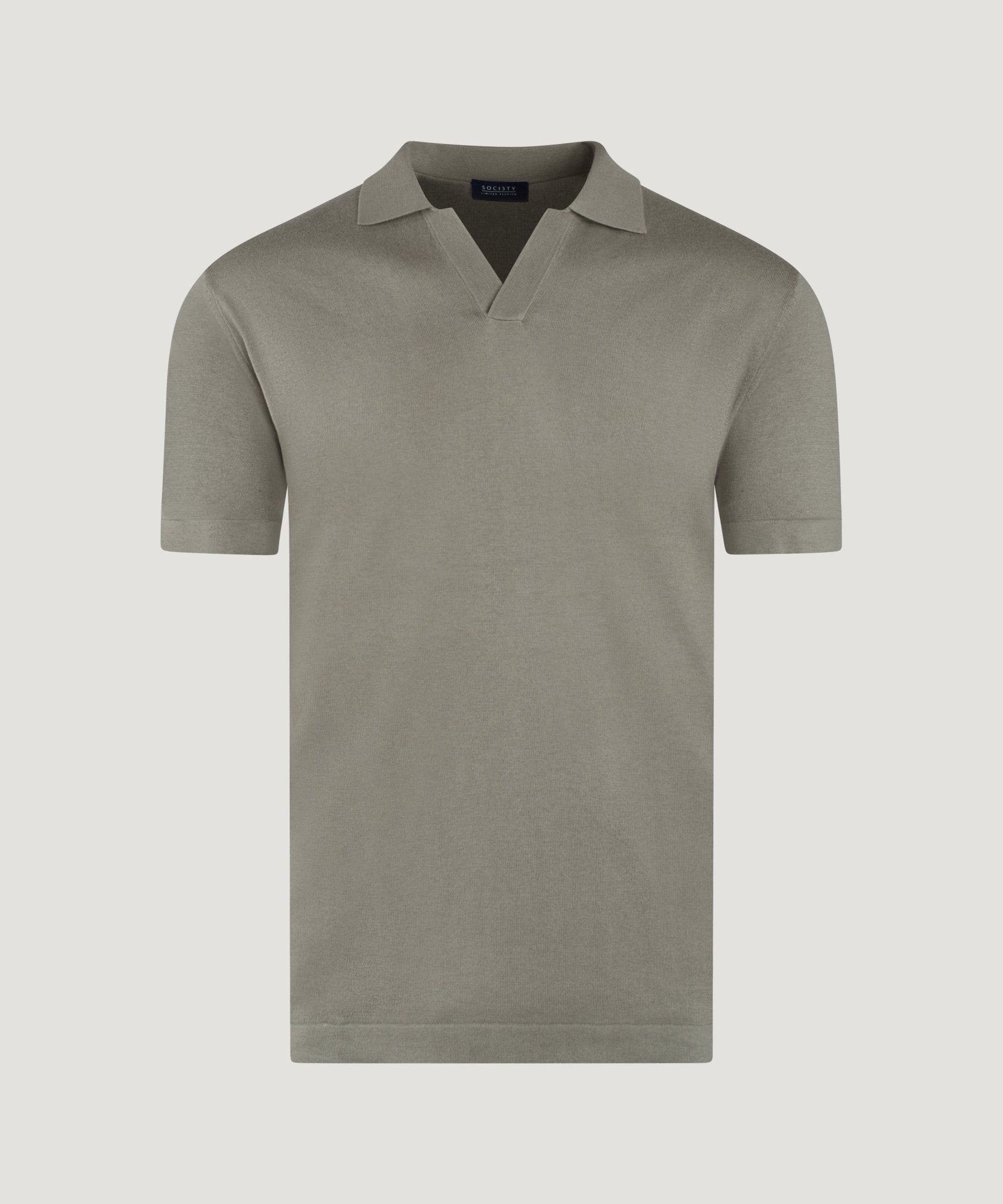 SOCI3TY Limited Fashion Riva buttonless polo katoen/zijde/kasjmier groen - THE SOCIETY SHOP