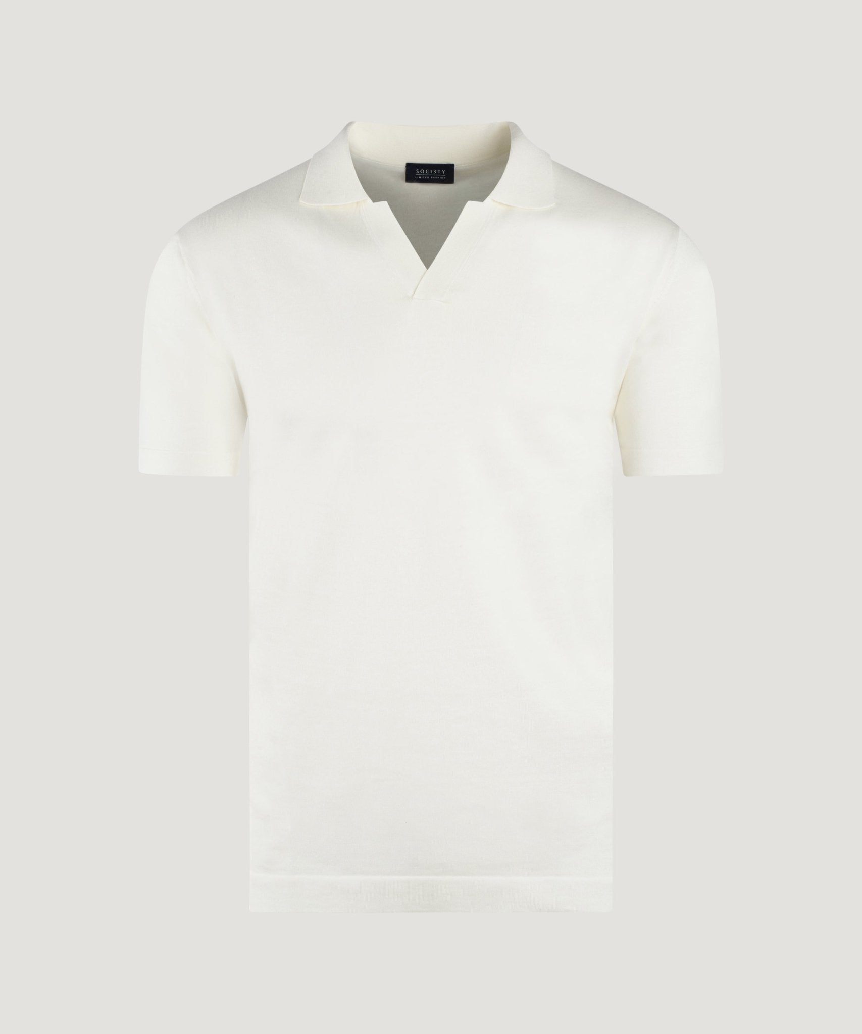 SOCI3TY Limited Fashion Riva buttonless polo katoen/zijde/kasjmier off - white - THE SOCIETY SHOP