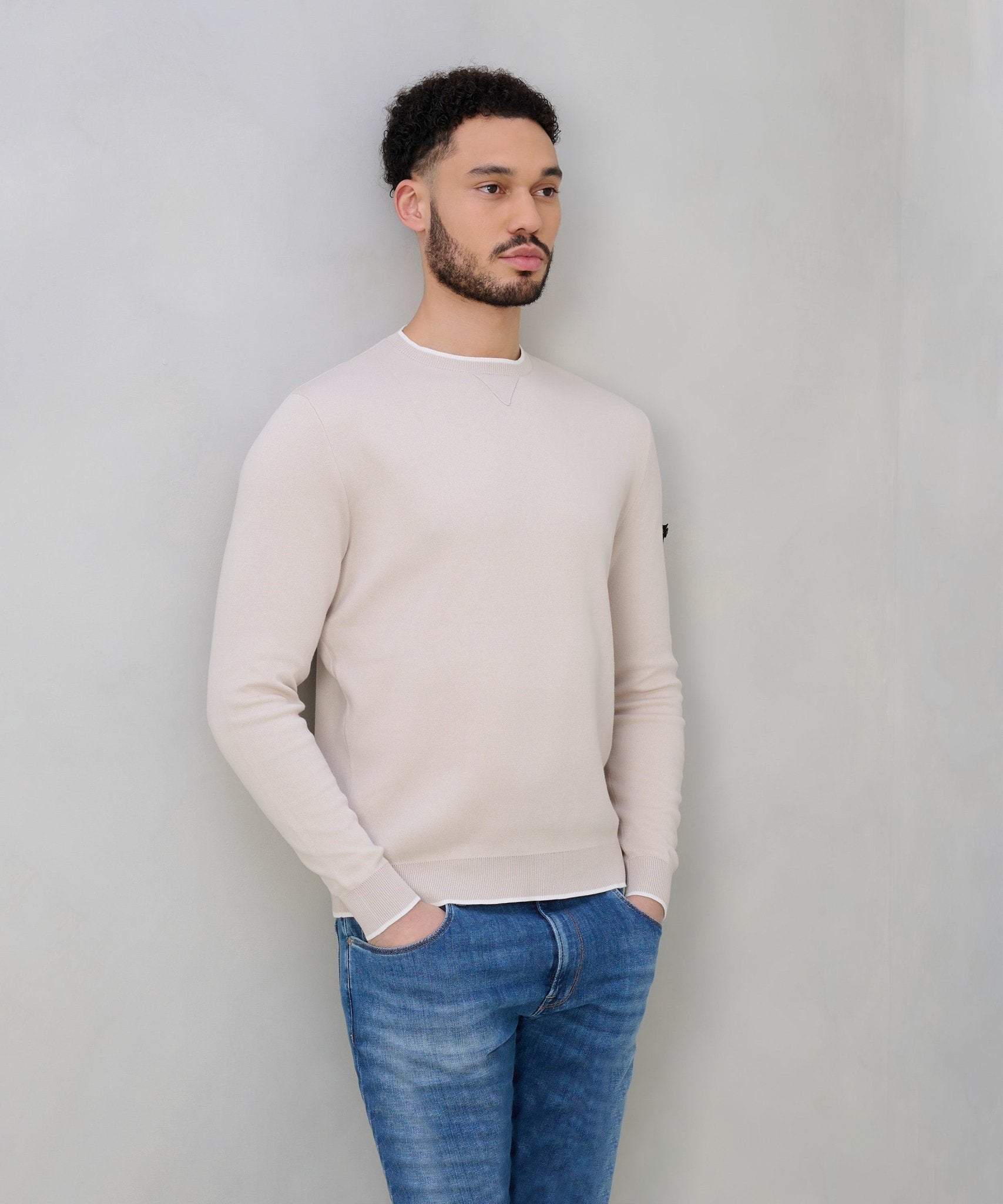 Peuterey Rubjerg sweater katoenmix light sand - The Society Shop