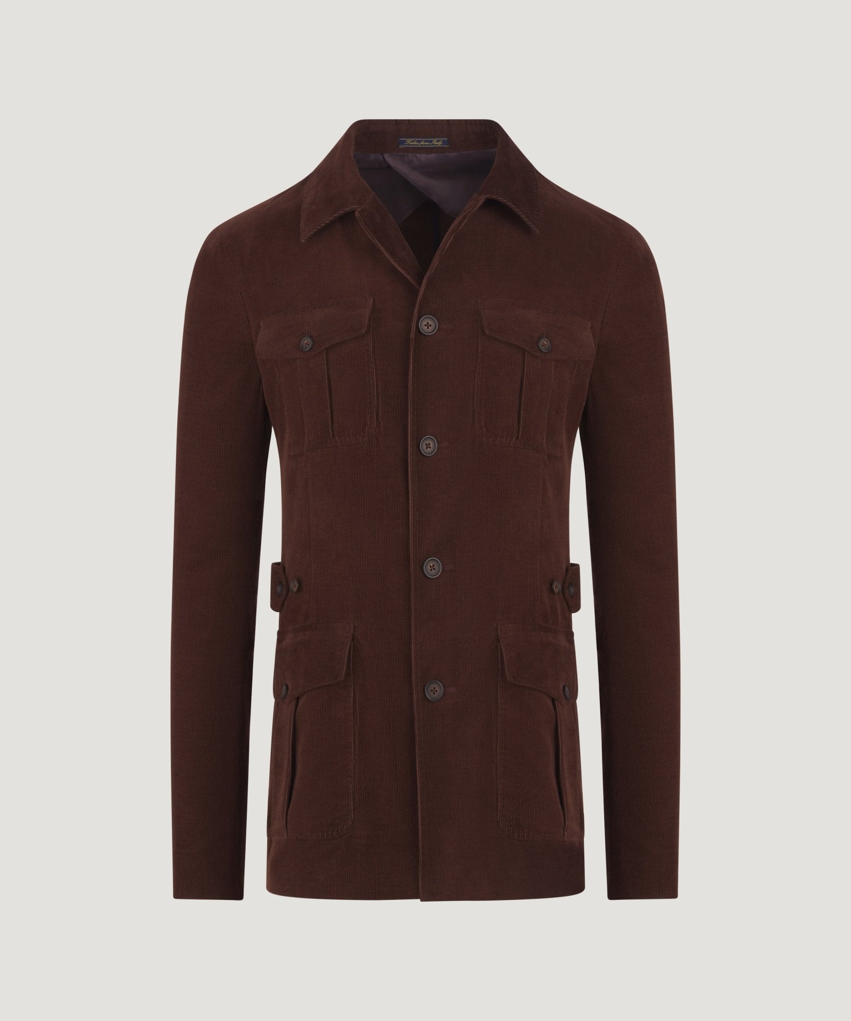 SOCI3TY Safari jacket katoen ribcord donkerbruin (woven by Pontoglio) - The Society Shop