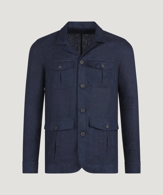 SOCI3TY Safari jacket linnen donkerblauw - The Society Shop