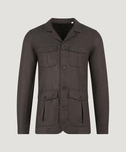 SOCI3TY Safari jacket wol/kasjmier donkerbruin (by Loro Piana) - The Society Shop