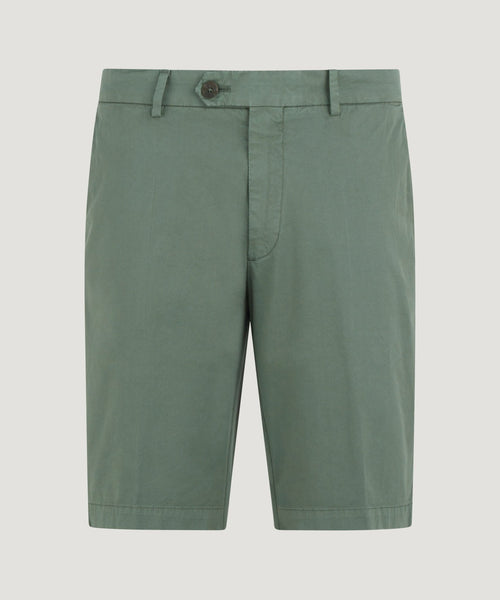 Shorts garment-dyed katoen stretch groen