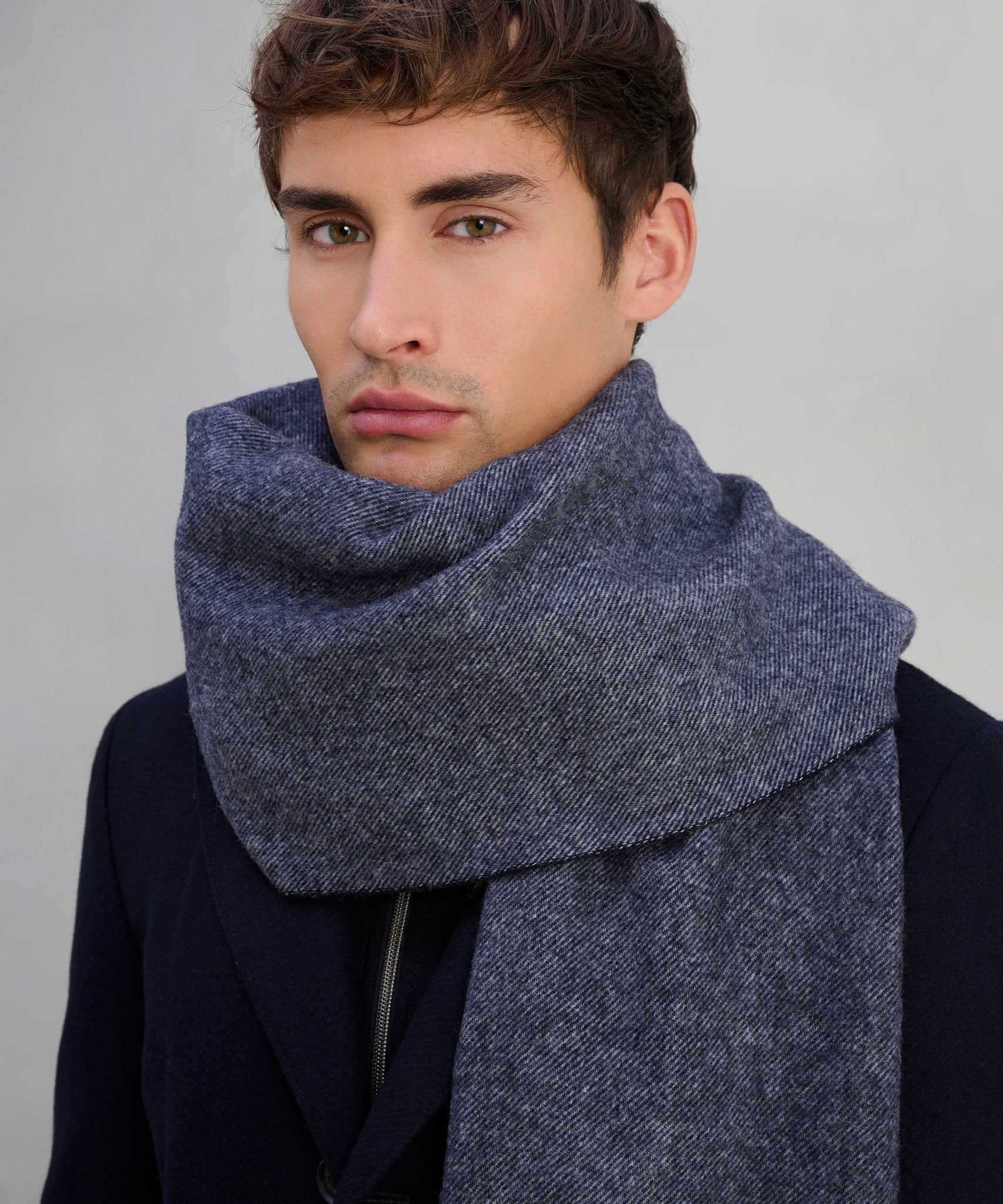 Profuomo Sjaal lamswol donkerblauw - The Society Shop