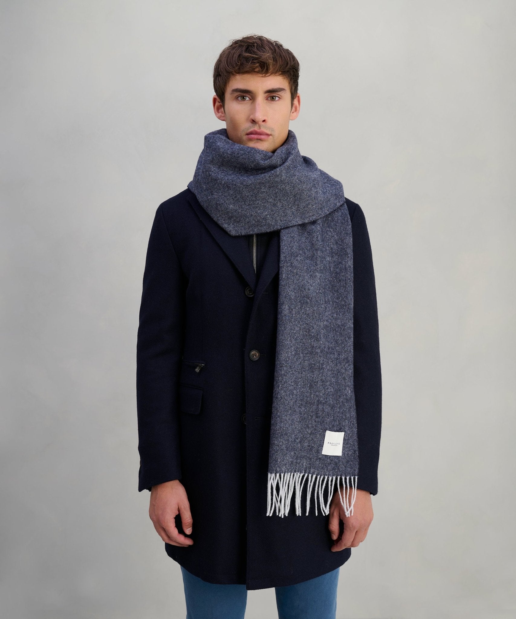Profuomo Sjaal lamswol donkerblauw - The Society Shop