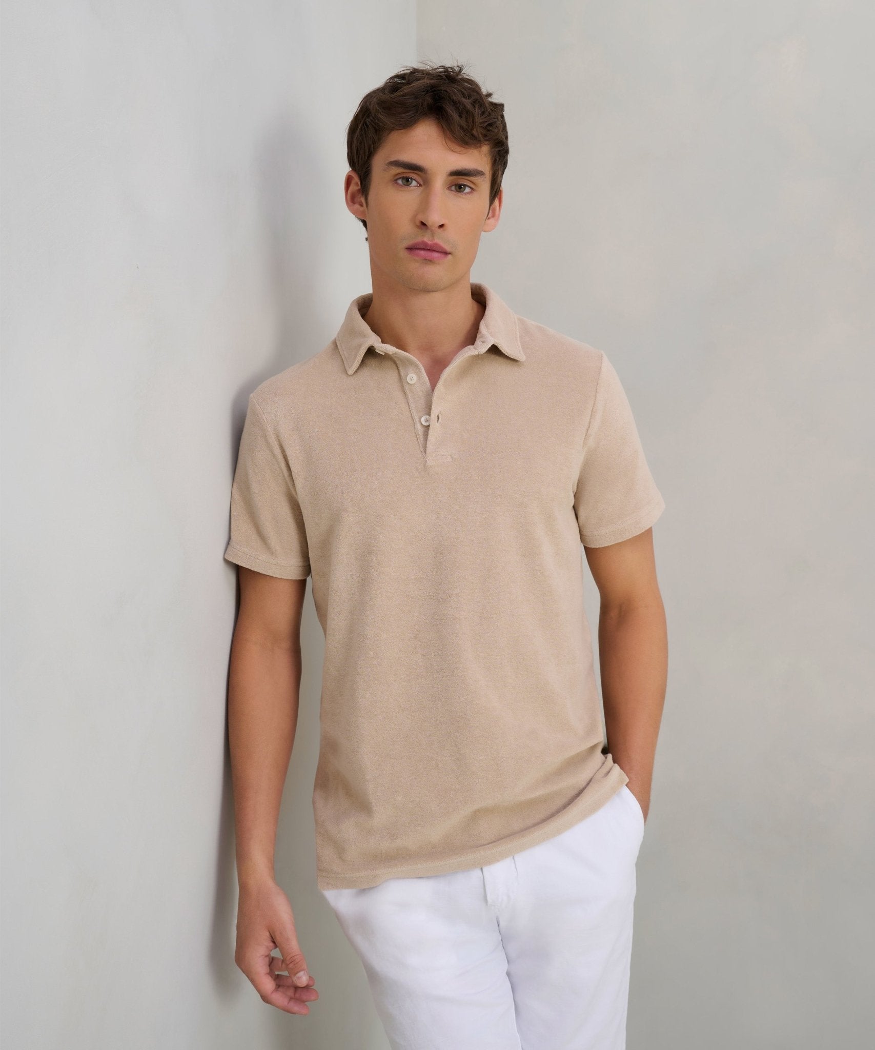 Altea Smith organic terry cotton polo katoen badstof zand - The Society Shop