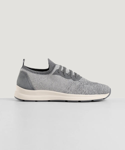 Knitted runner wol/katoen lichtgrijs