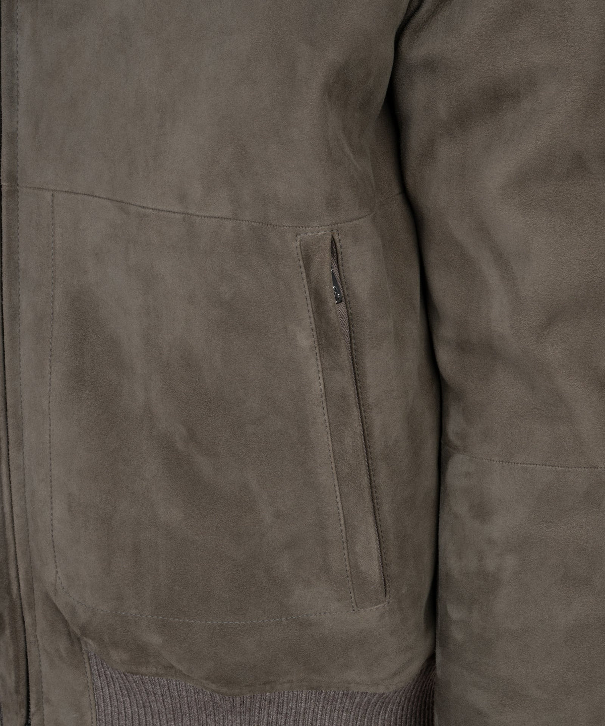 Corneliani Suède jacket met shearling kraag taupe - THE SOCIETY SHOP