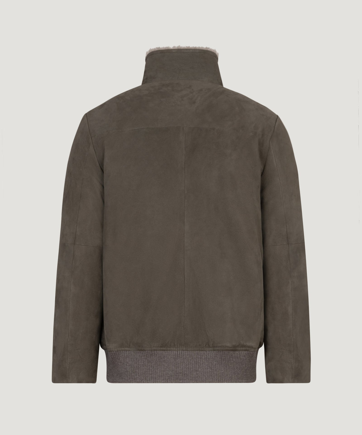 Corneliani Suède jacket met shearling kraag taupe - THE SOCIETY SHOP