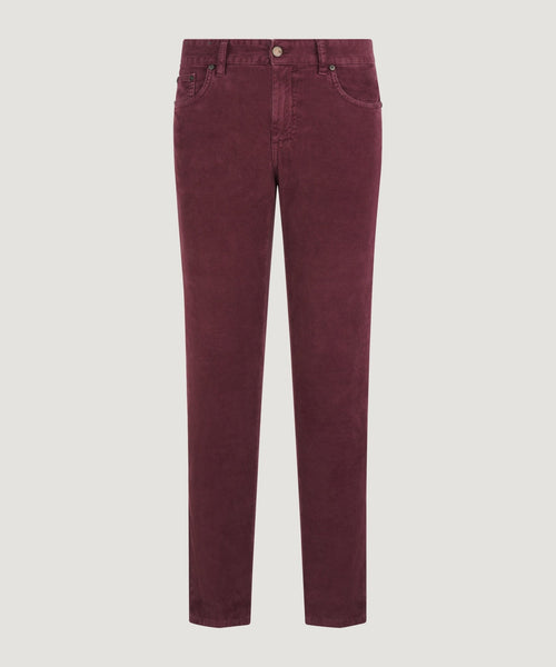 Swing 5-pocket broek katoen ribcord bordeauxrood