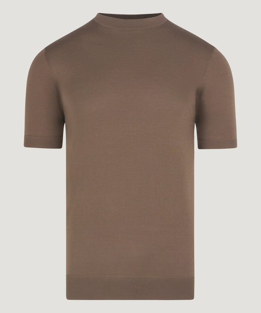 Profuomo T-shirt katoen/zijde bruin - The Society Shop