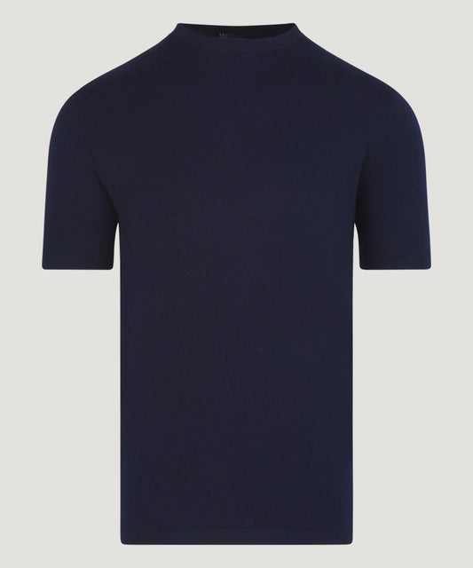 SOCI3TY T-shirt katoen/zijde donkerblauw - The Society Shop