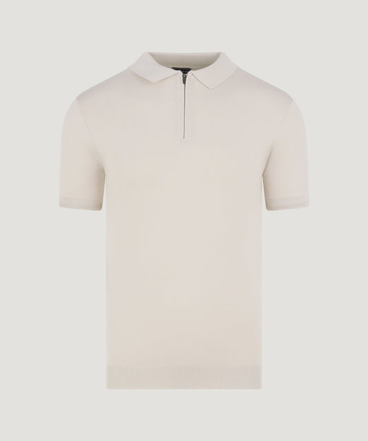 SOCI3TY Tech knit polo met rits beige - The Society Shop