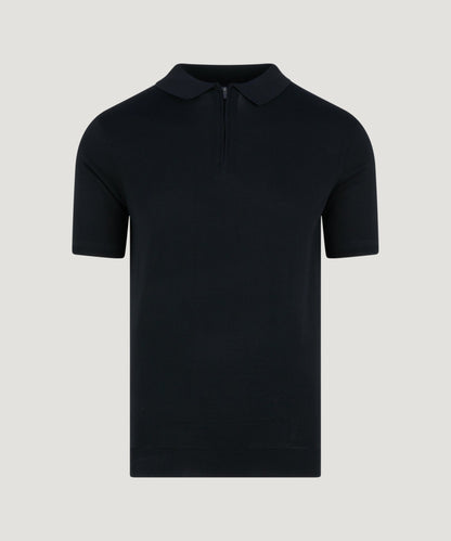 SOCI3TY Tech knit polo met rits zwart - The Society Shop