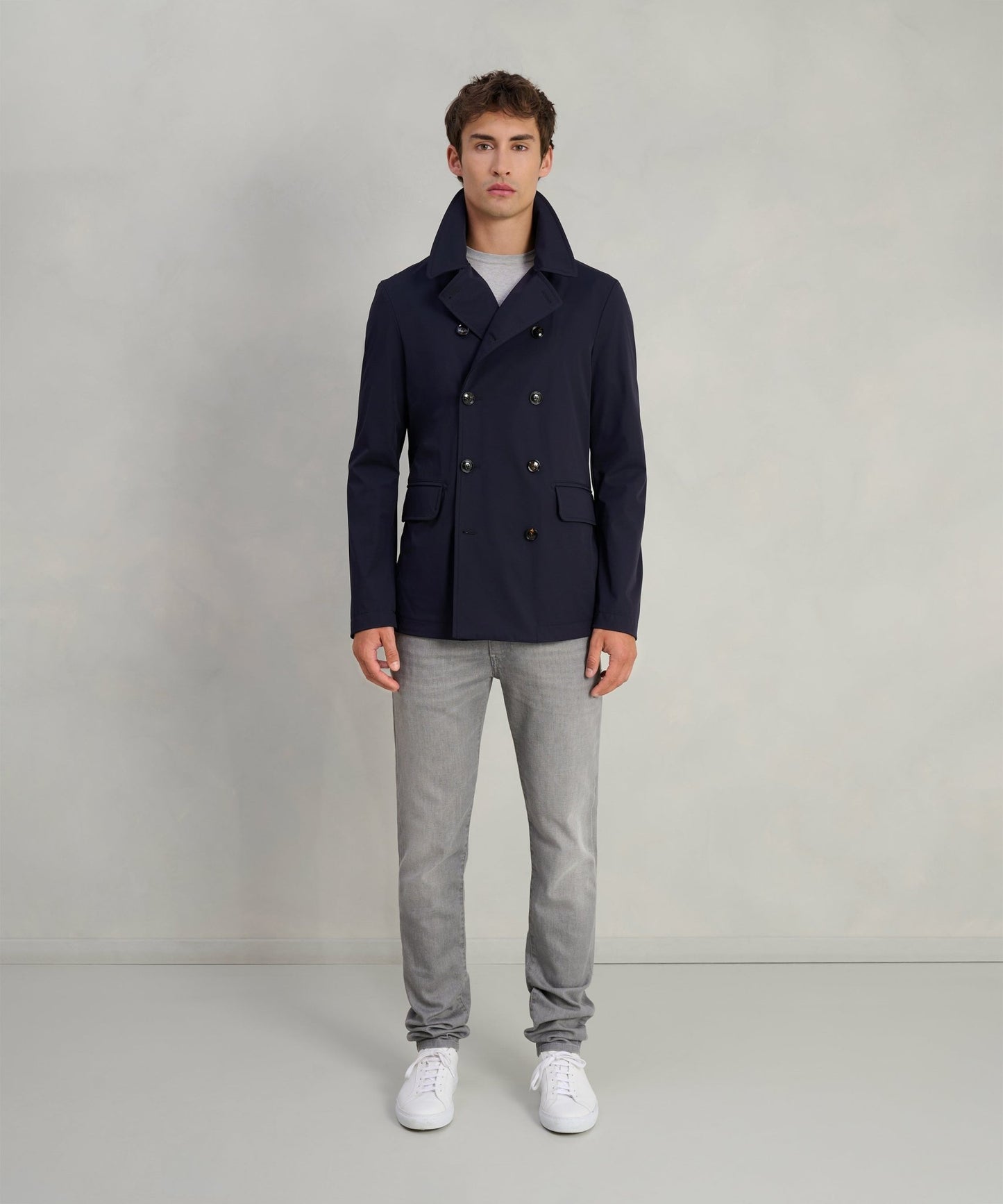 SOCI3TY Tech pea coat donkerblauw - The Society Shop