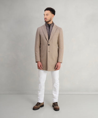 SOCI3TY The Coat wol/kasjmier beige visgraat - The Society Shop