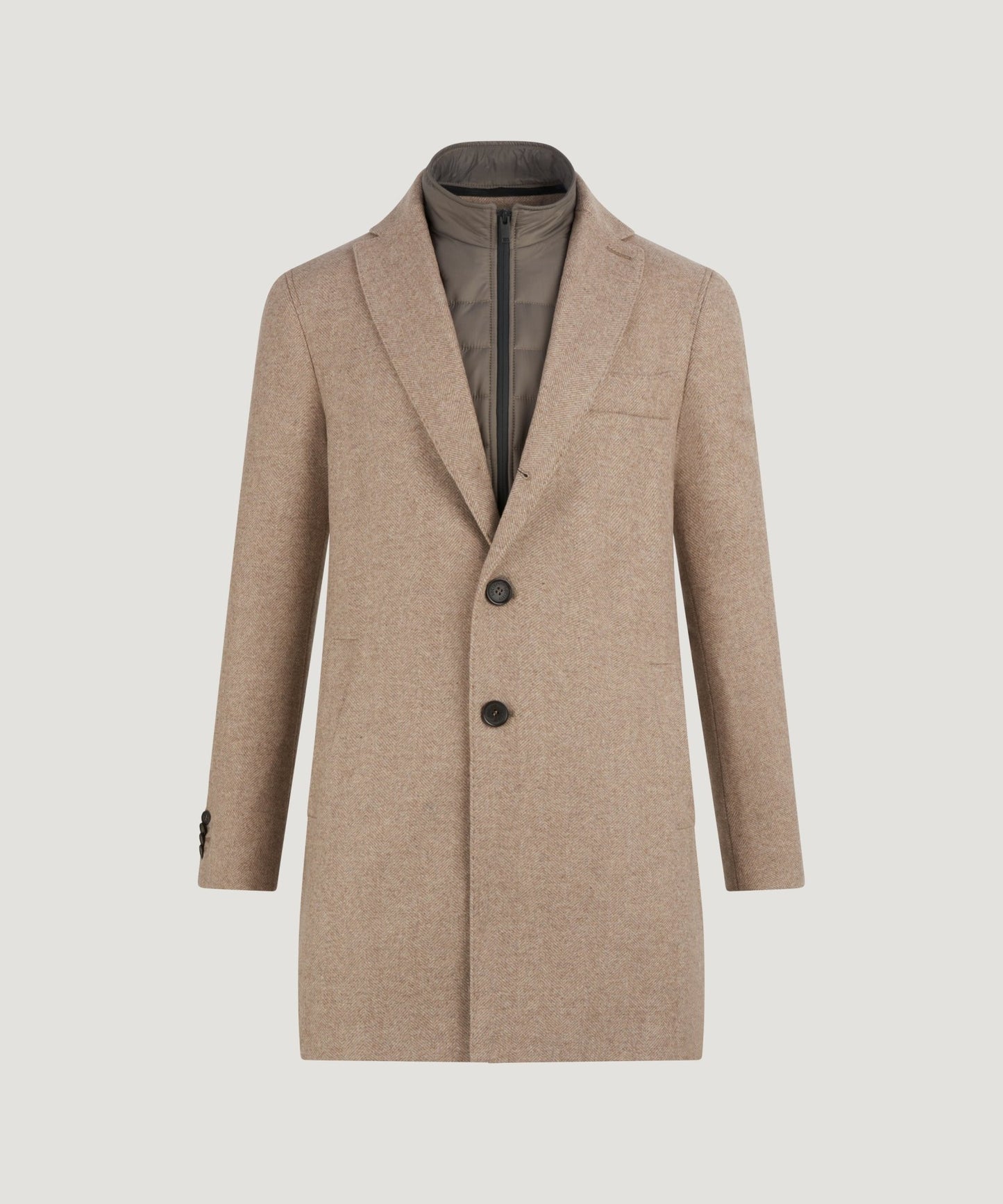 SOCI3TY The Coat wol/kasjmier beige visgraat - The Society Shop