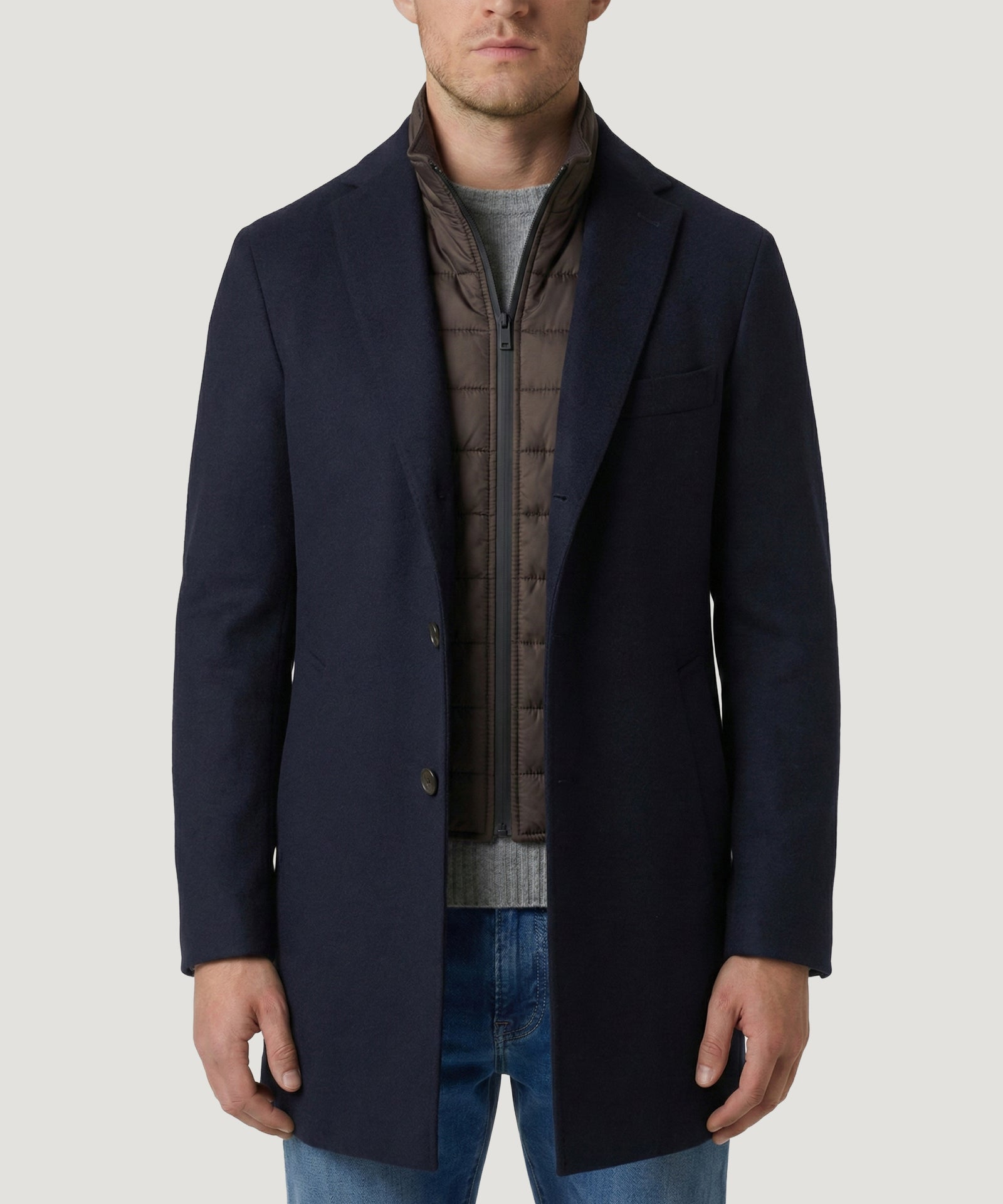 SOCI3TY The Coat wol/kasjmier donkerblauw - THE SOCIETY SHOP
