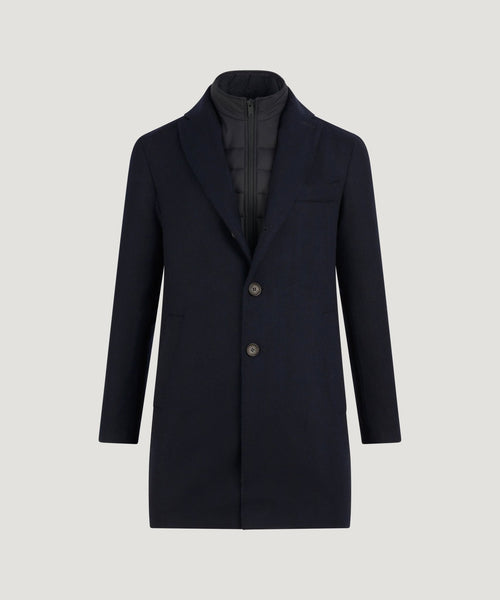 The Coat wol/kasjmier donkerblauw visgraat