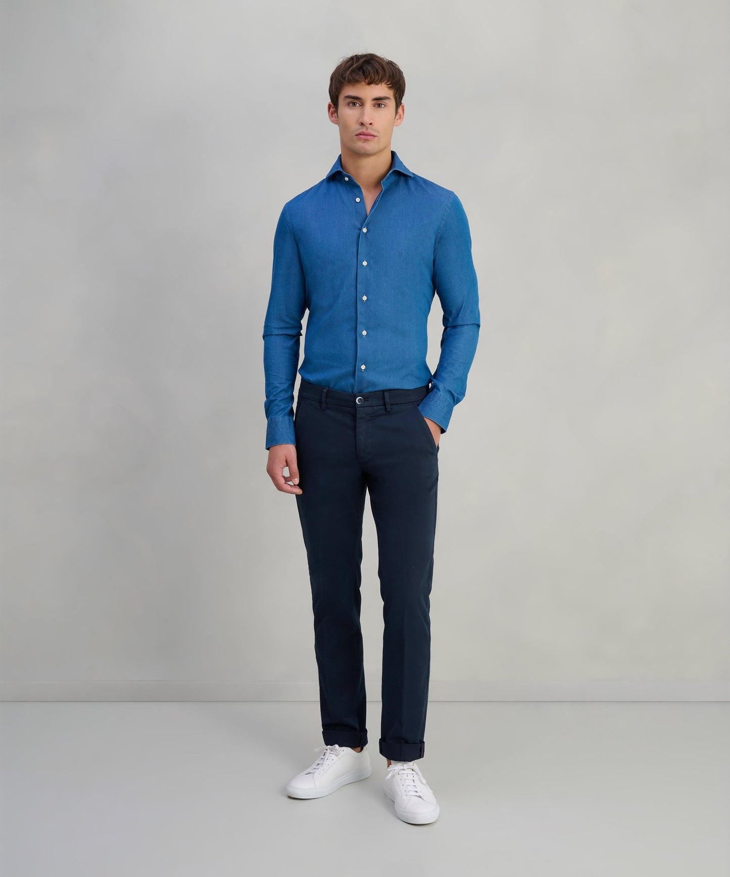 Mason's Torino chino katoen/modal donkerblauw - The Society Shop