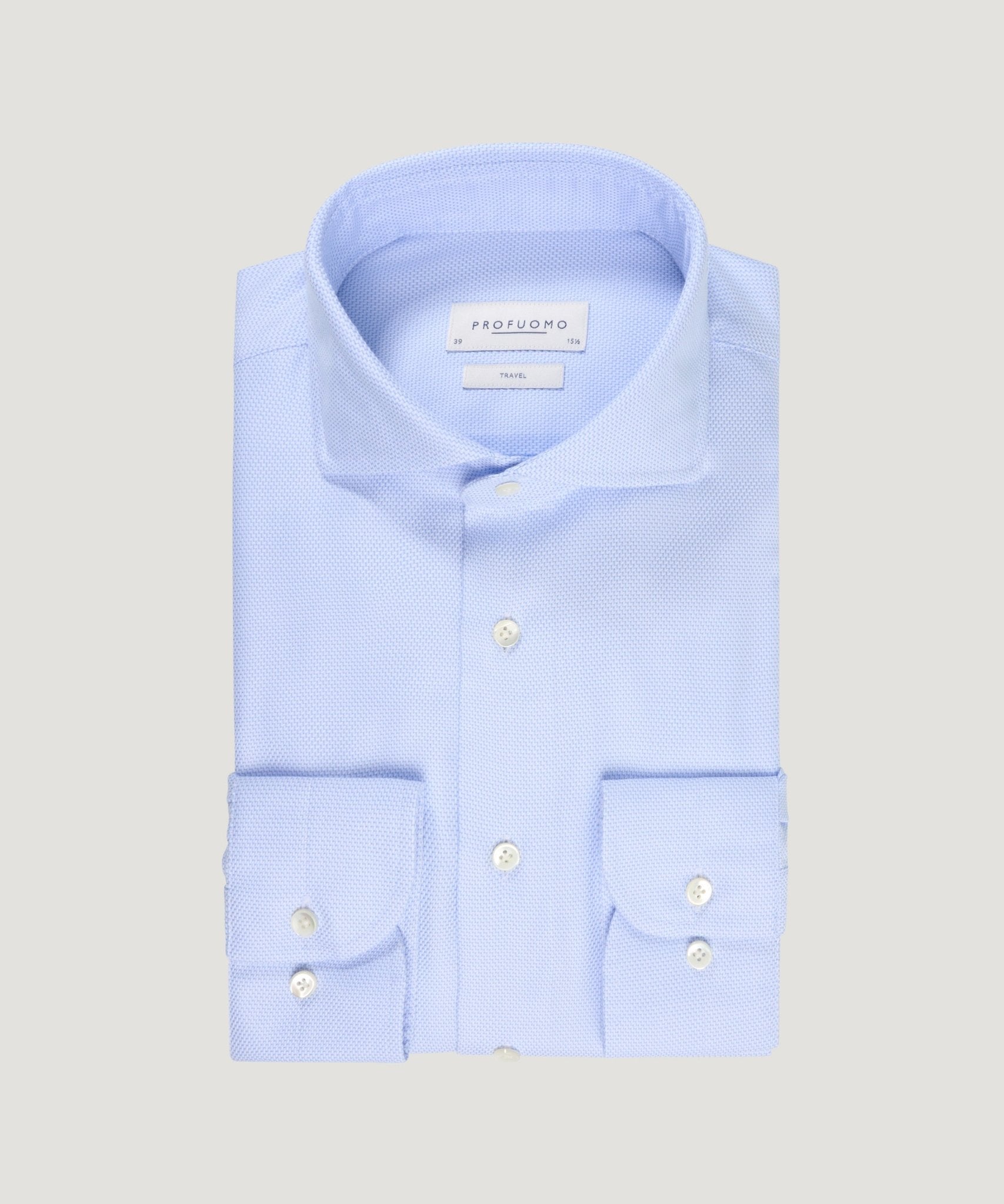 Profuomo Travel overhemd katoen dobby donkerblauw - THE SOCIETY SHOP