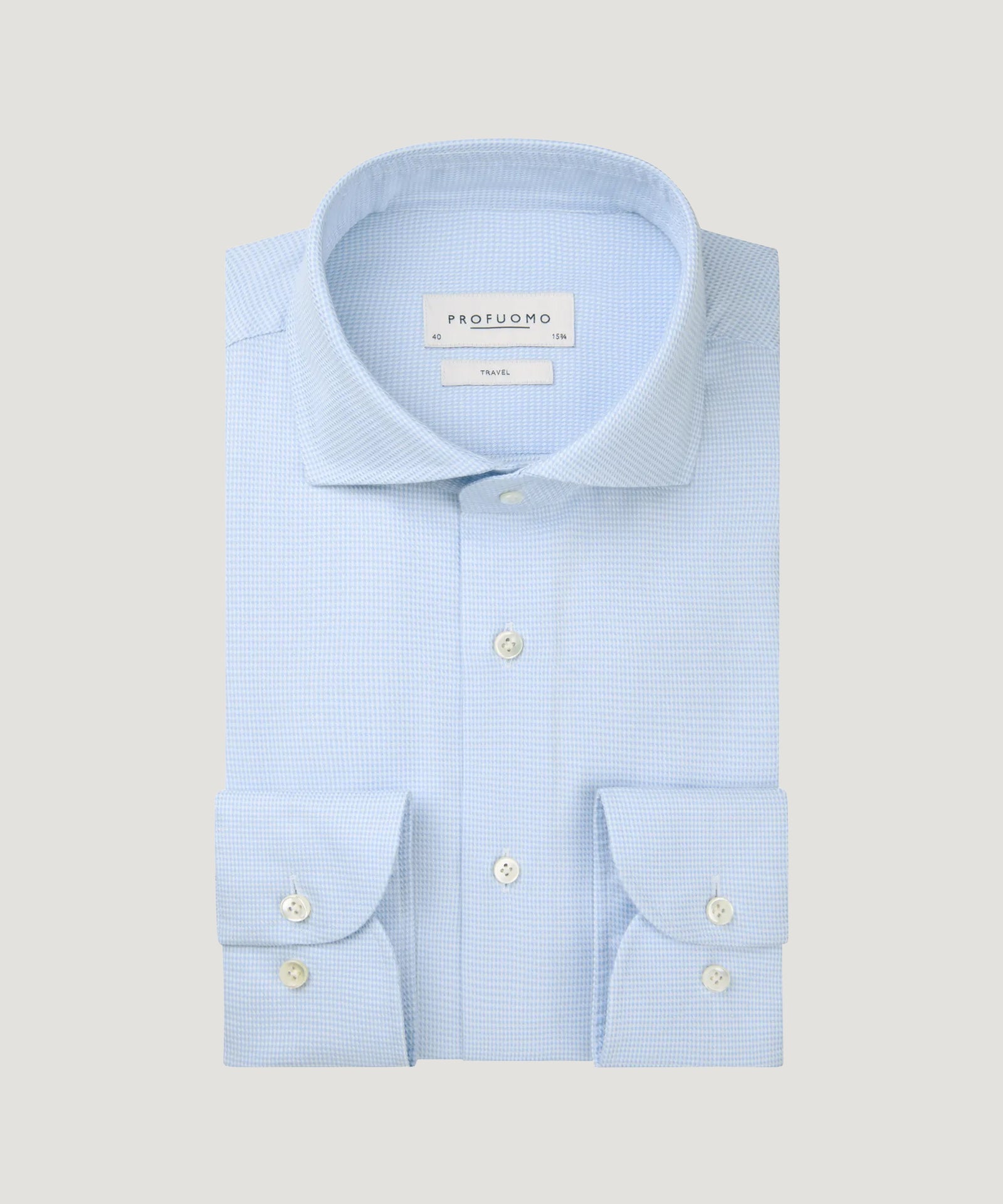 Profuomo Travel overhemd two - ply katoen lichtblauw - THE SOCIETY SHOP