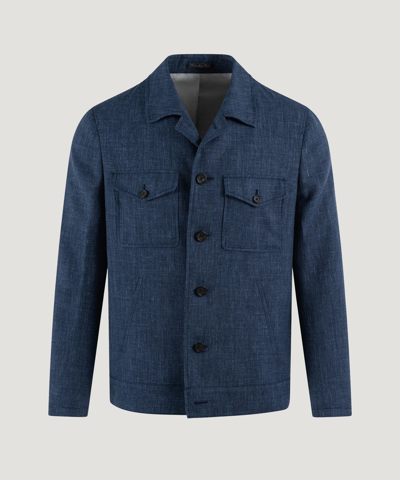 SOCI3TY Trucker jacket wol/linnen donkerblauw (by Solbiati) - The Society Shop