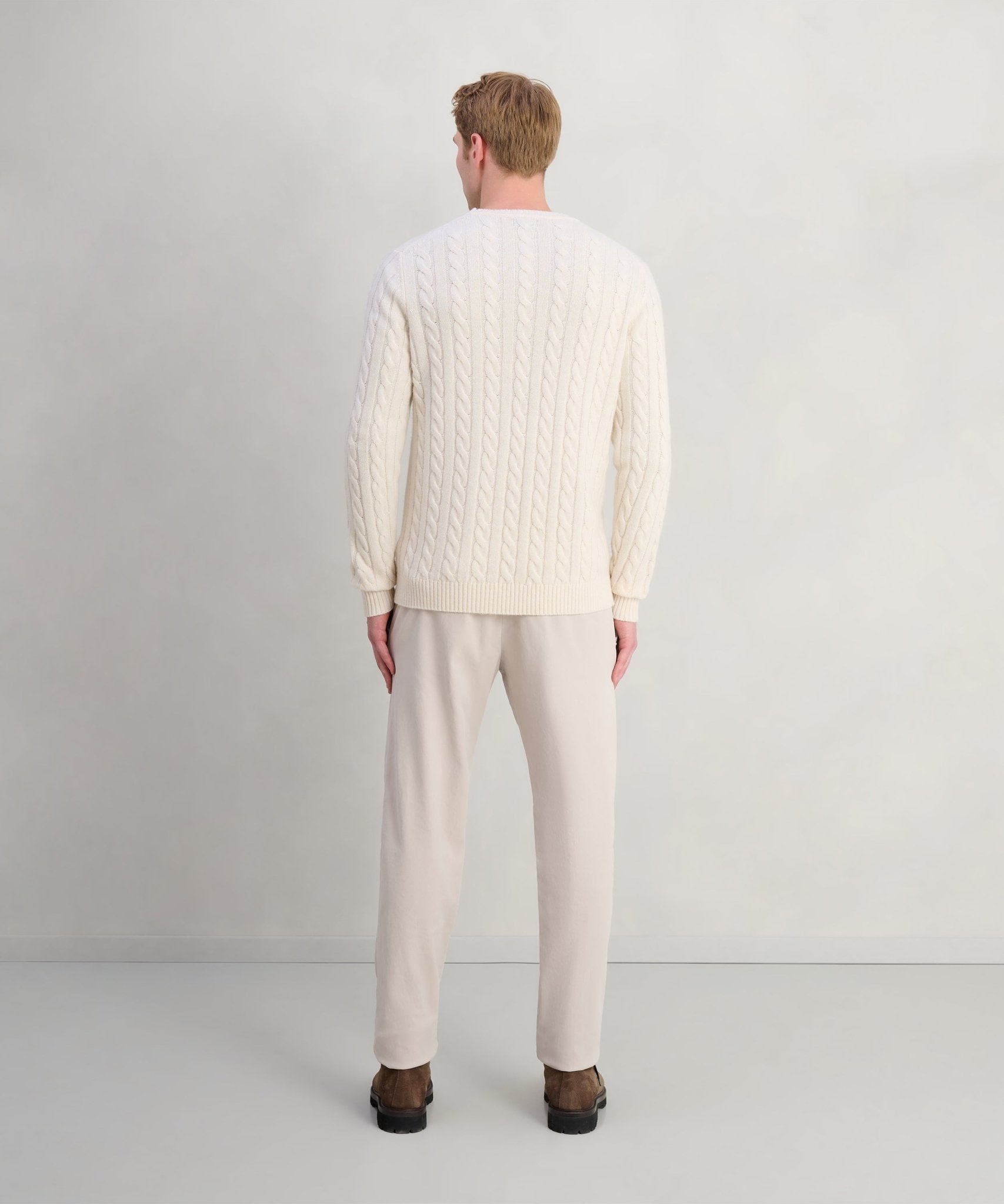 SOCI3TY Trui crewneck cable knit merinowol/kasjmier off - white - The Society Shop